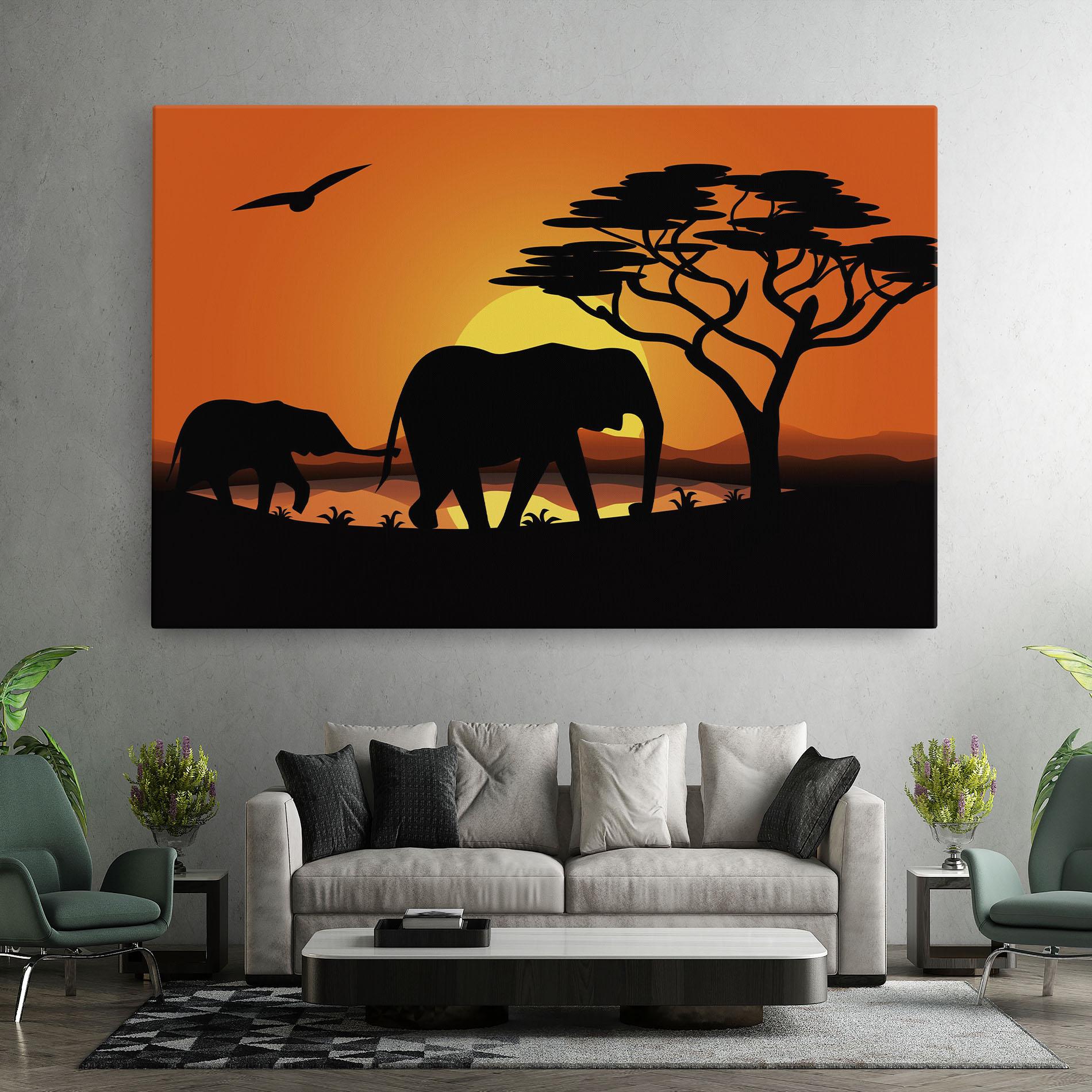 Leinwandbild Elephant Sunset mockup 7