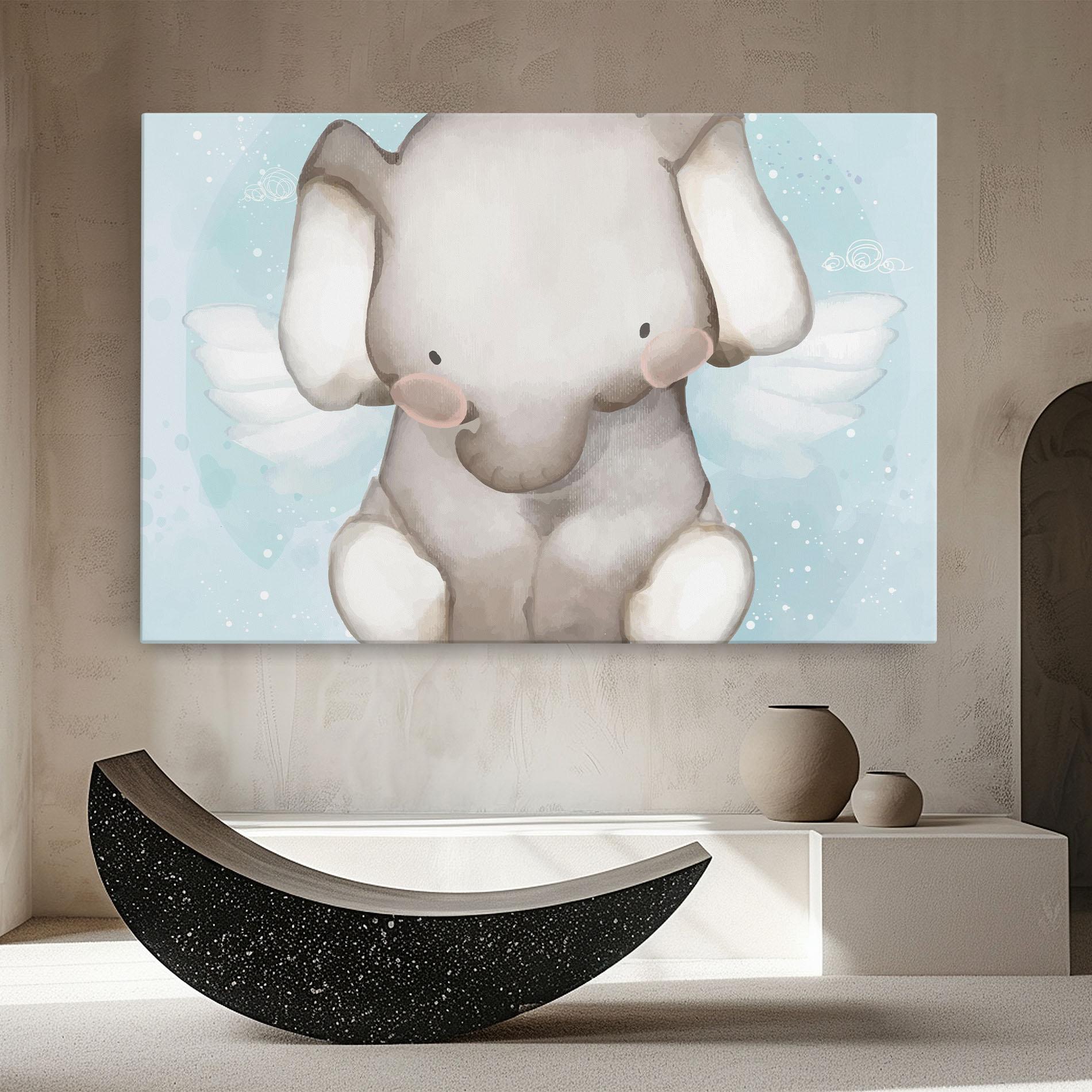 Leinwandbild Elephant On Blue mockup 8