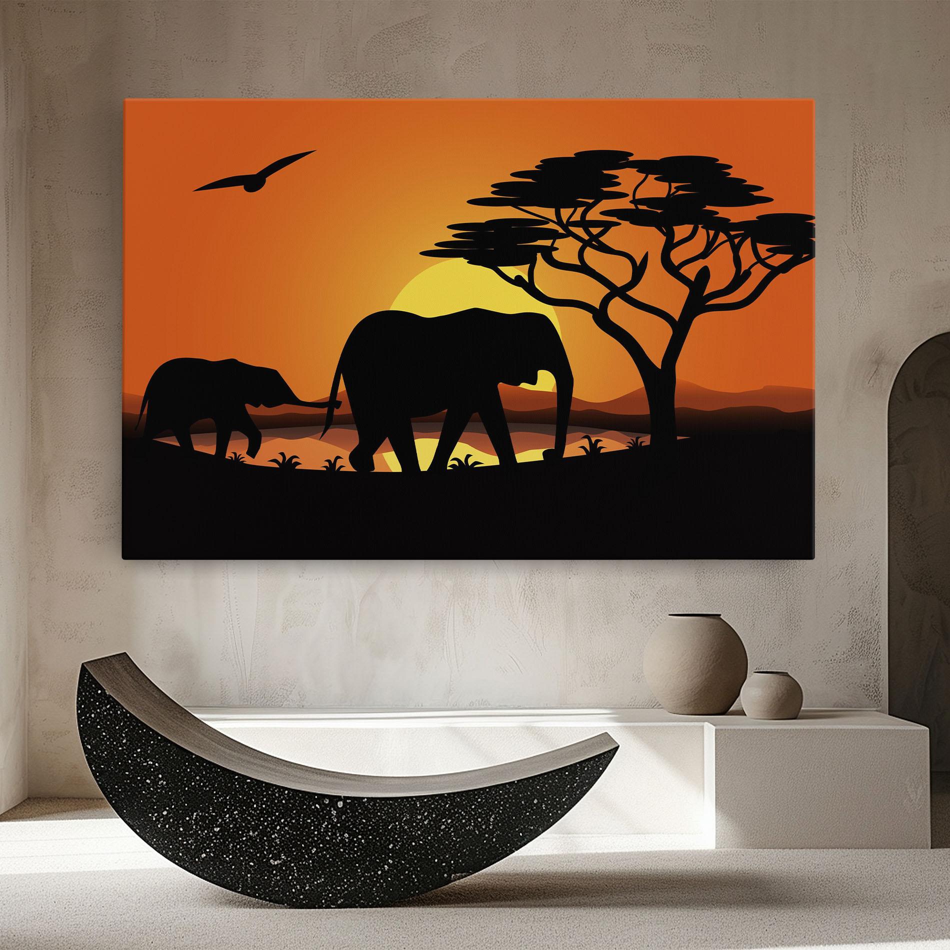 Leinwandbild Elephant Sunset mockup 8