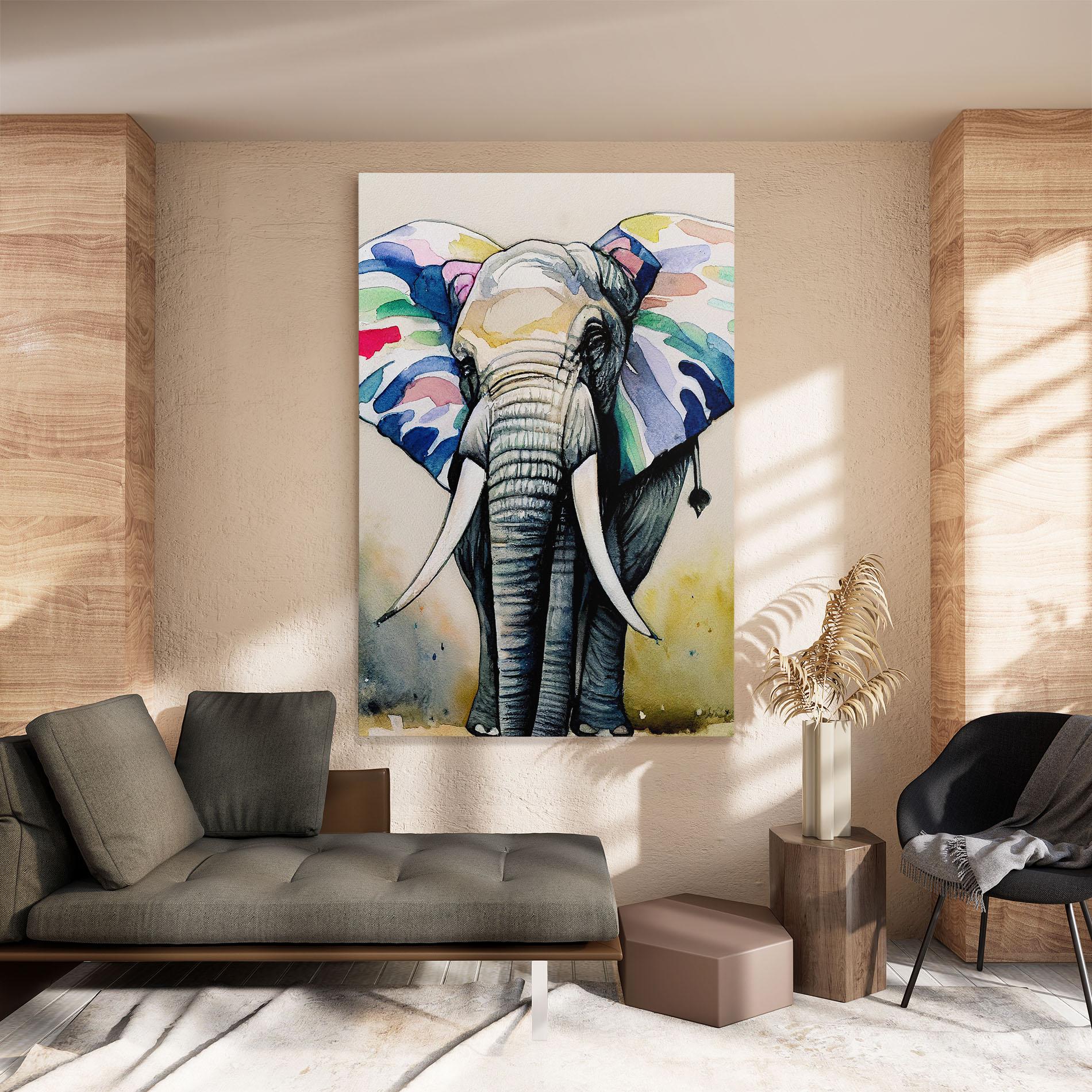 Leinwandbild Watercolor Elephant Art mockup 8