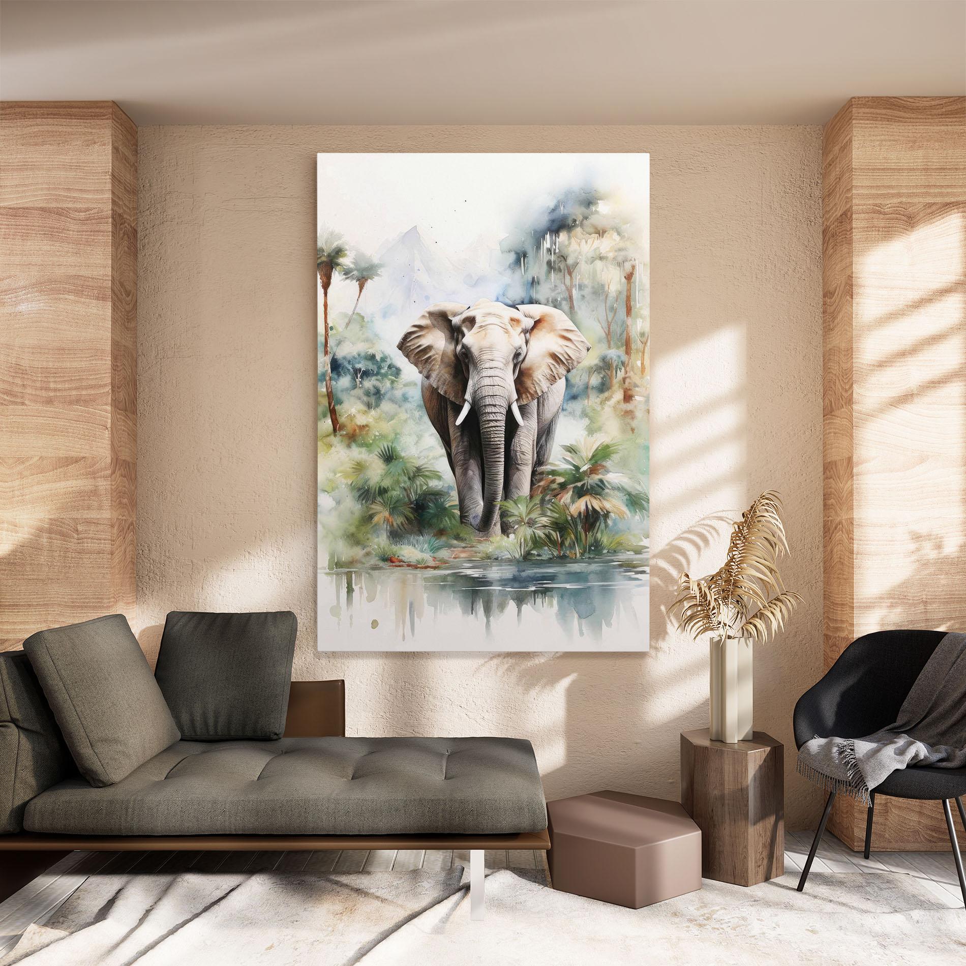 Leinwandbild Wild Watercolor Elephant mockup 8