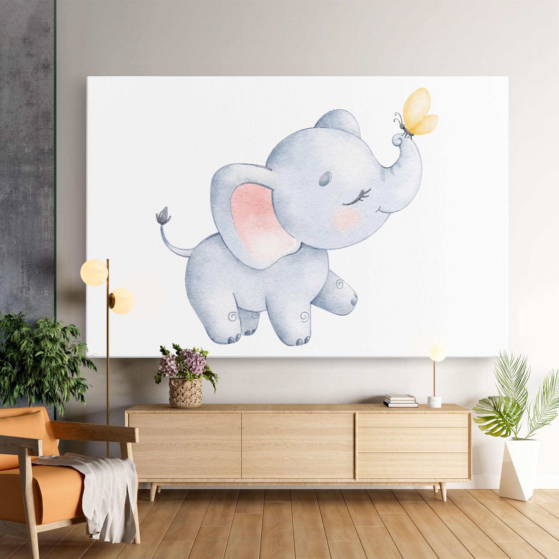 Leinwandbild Elephant Butterfly mockup 9