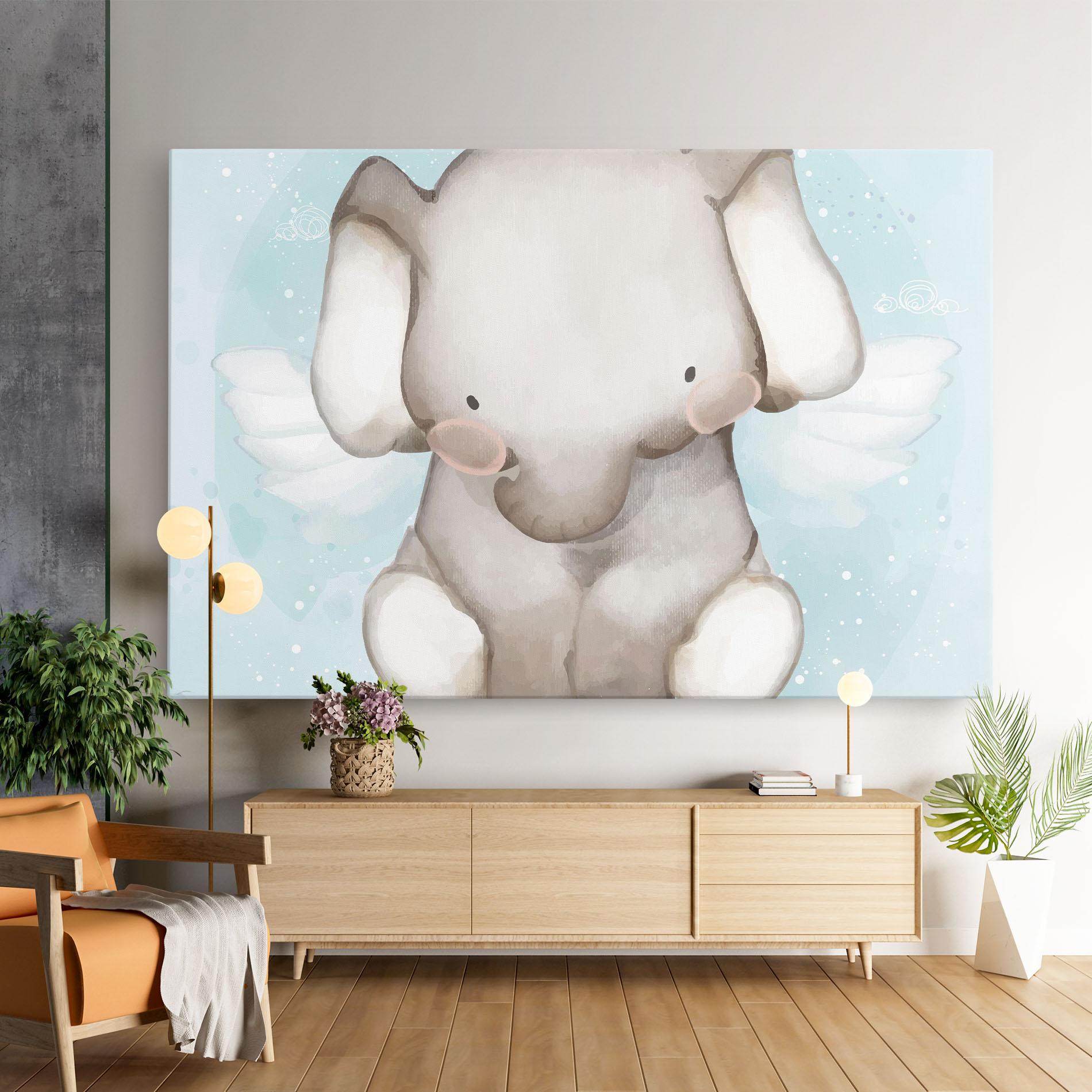 Leinwandbild Elephant On Blue mockup 9