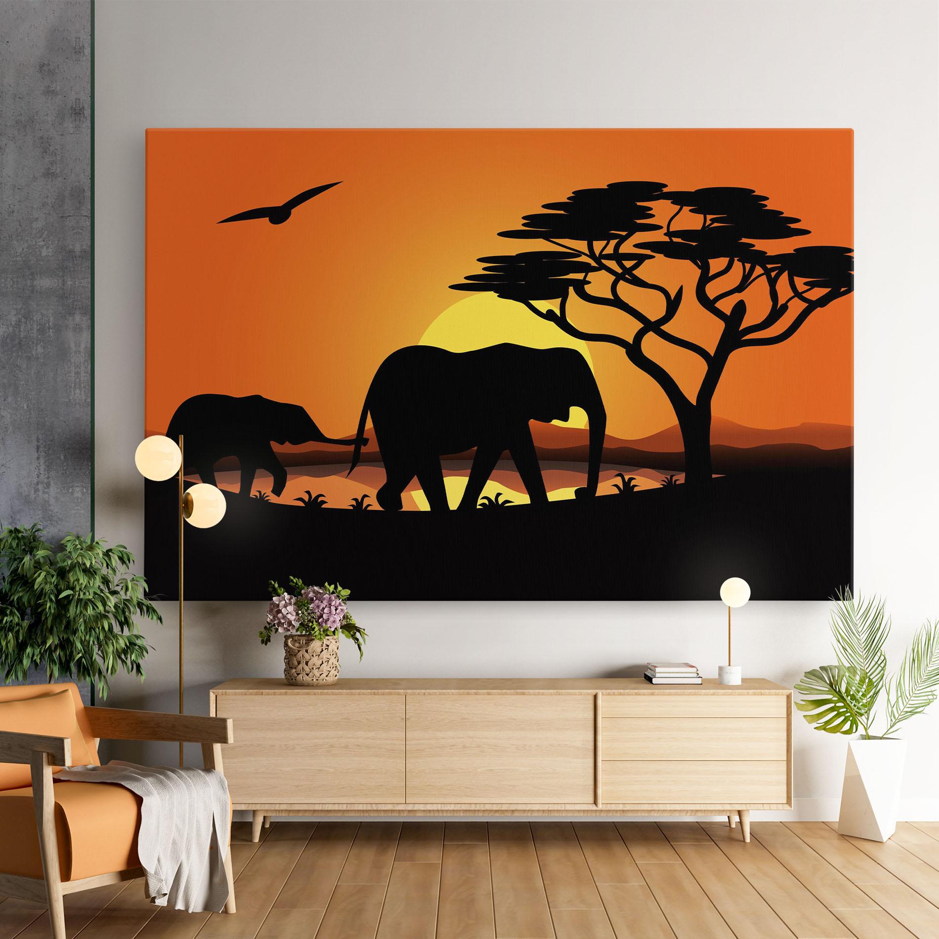 Leinwandbild Elephant Sunset mockup 9