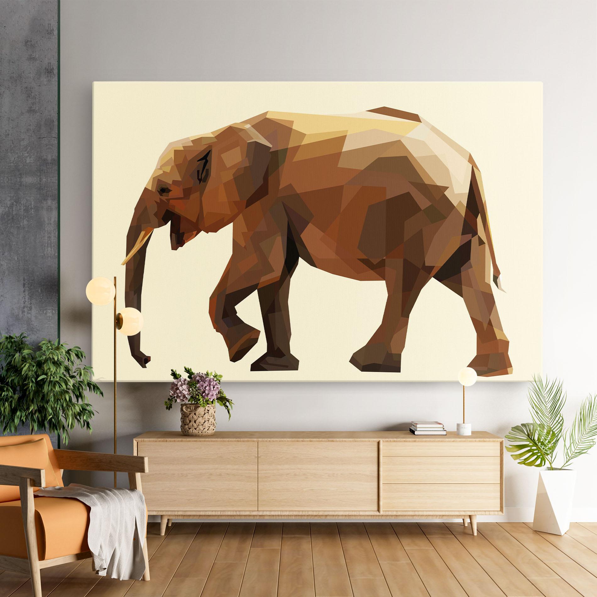 Leinwandbild Walking Elephant Cream mockup 9