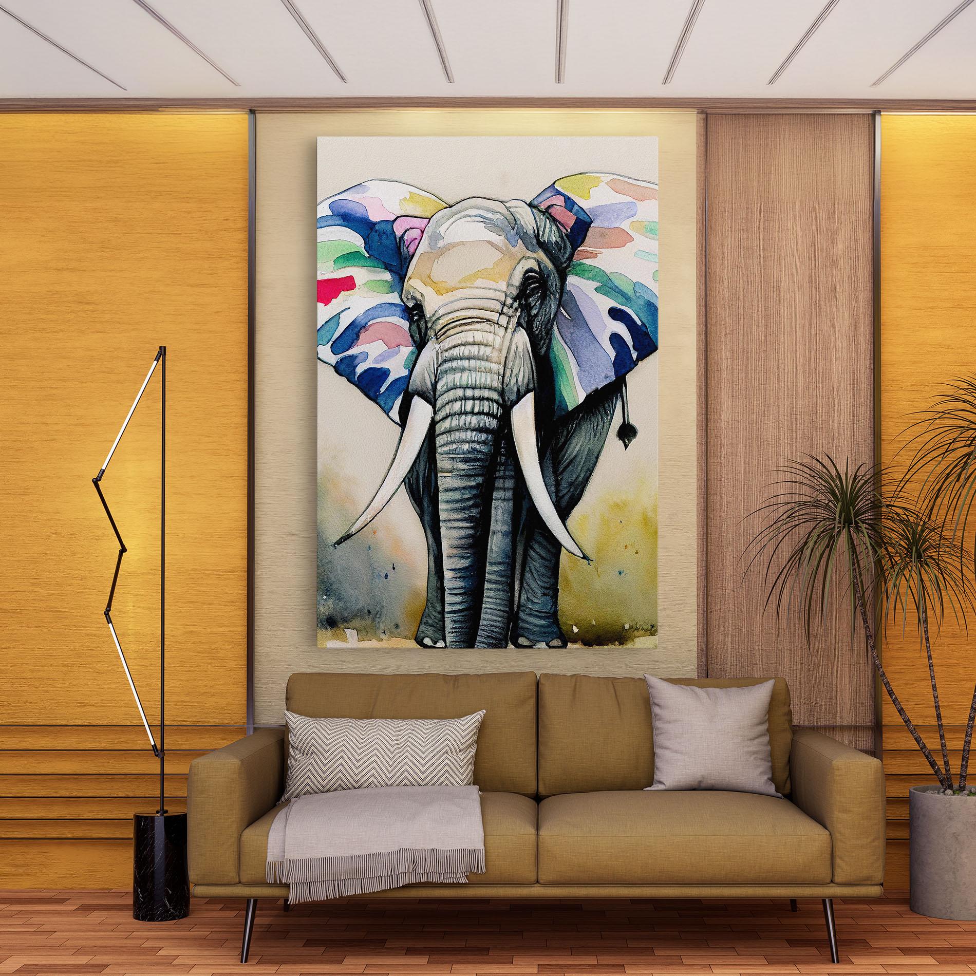 Leinwandbild Watercolor Elephant Art mockup 9