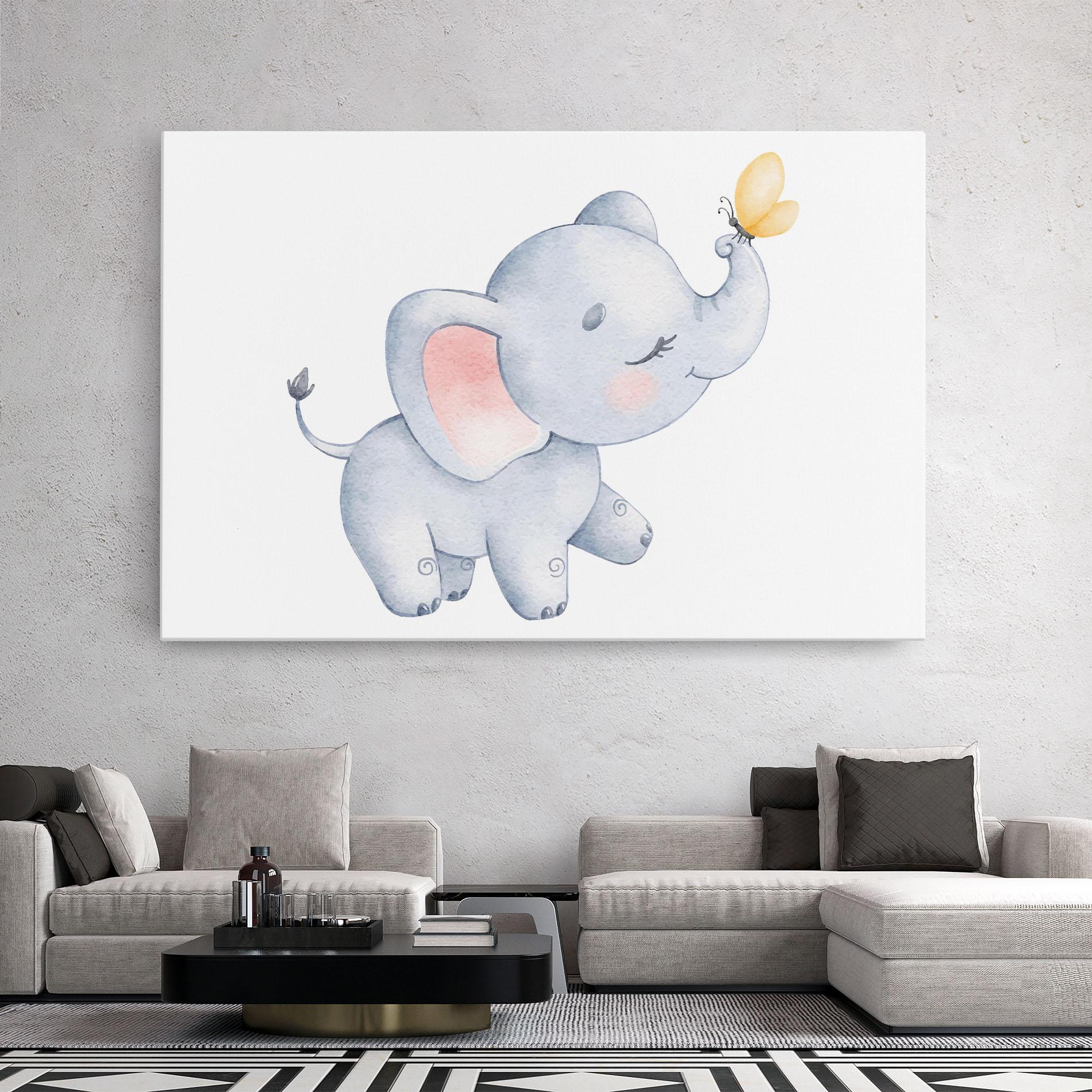 Leinwandbild Elephant Butterfly mockup 2
