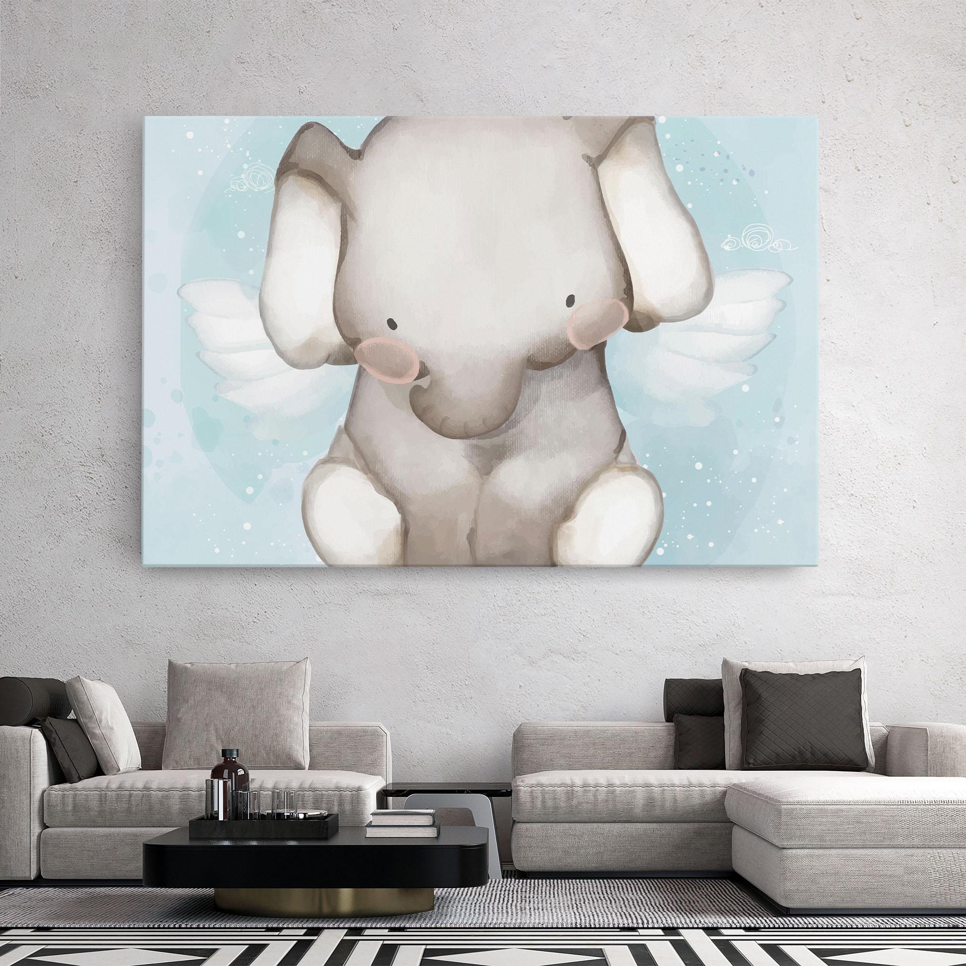 Leinwandbild Elephant On Blue mockup 2