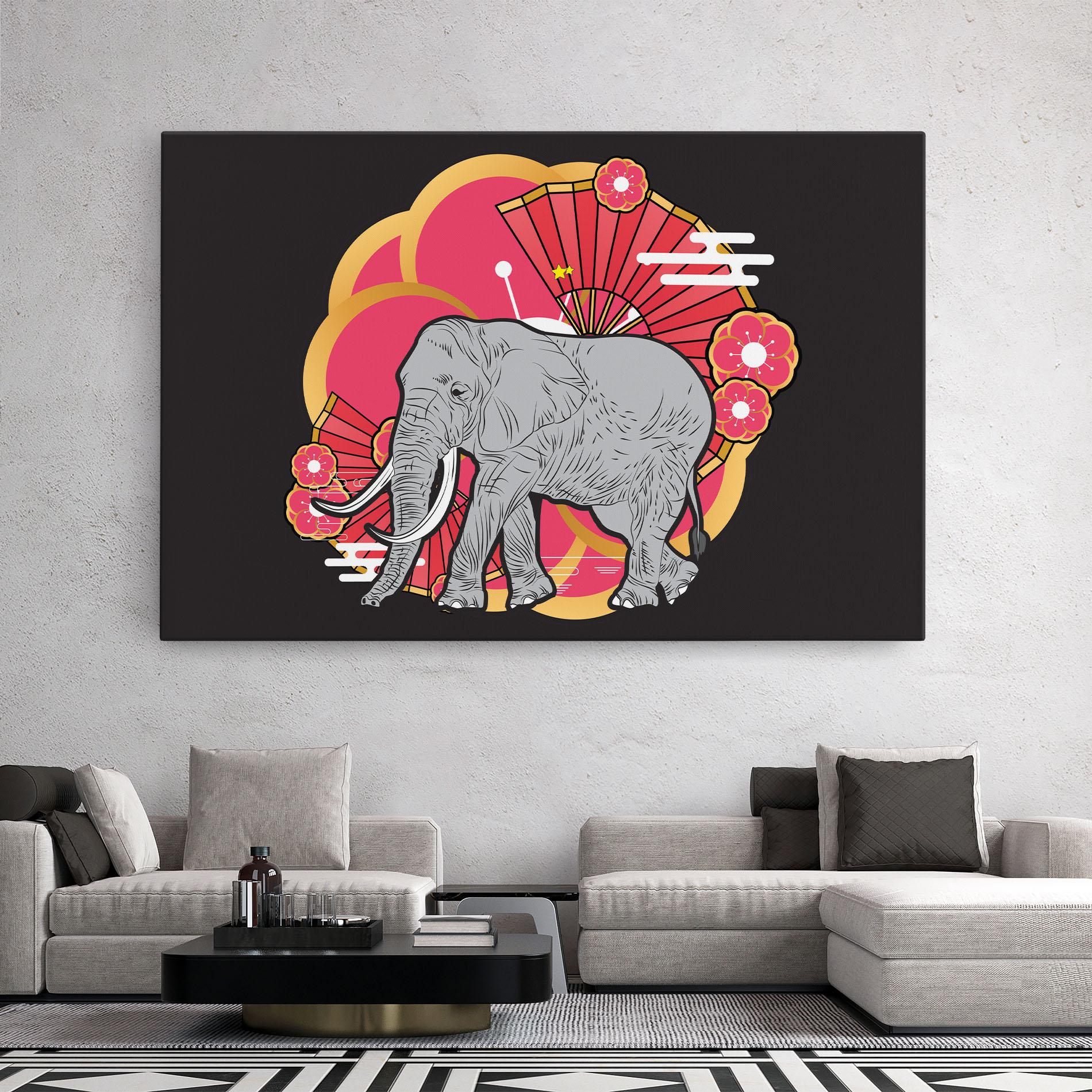 Leinwandbild Elephant On Pink mockup 2