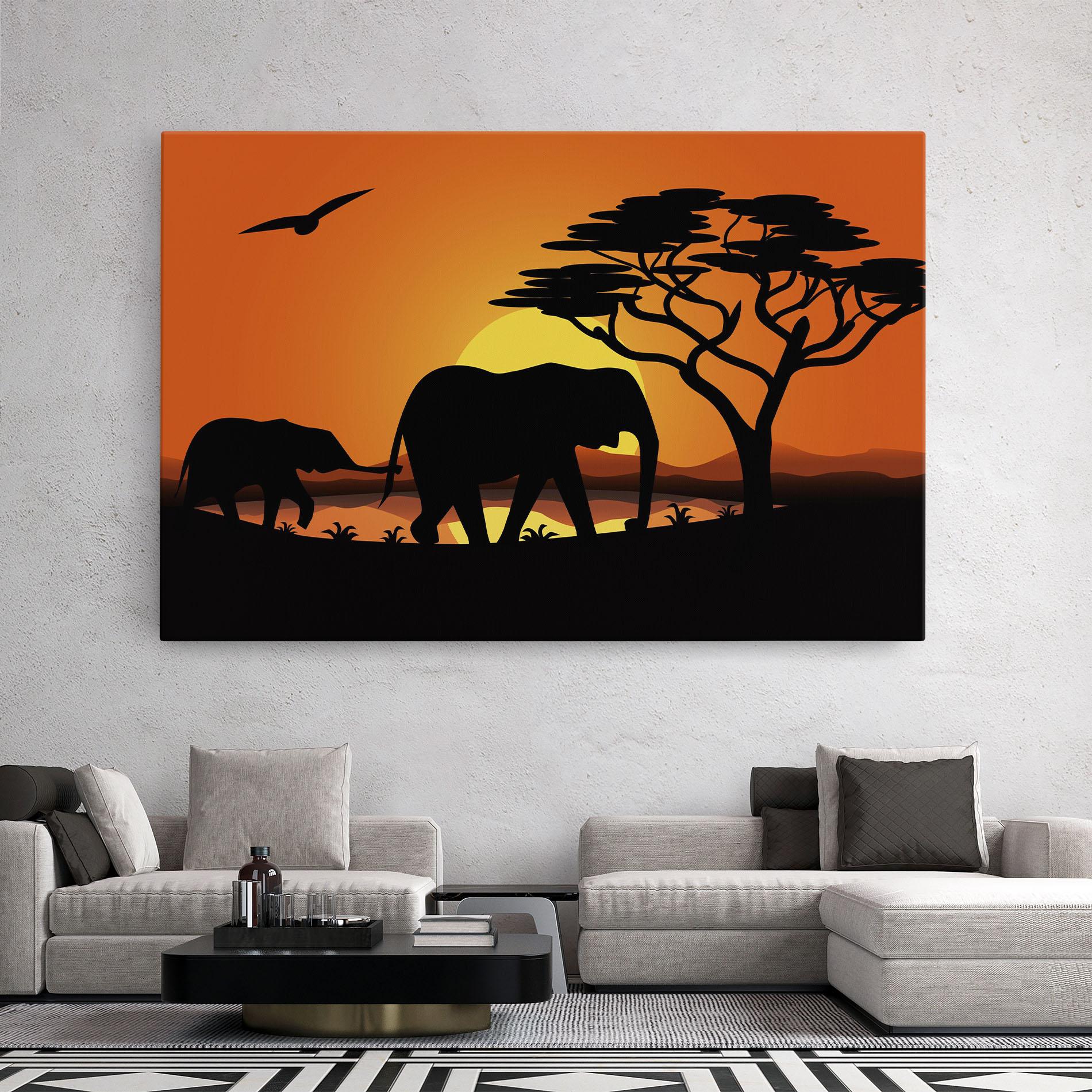 Leinwandbild Elephant Sunset mockup 2