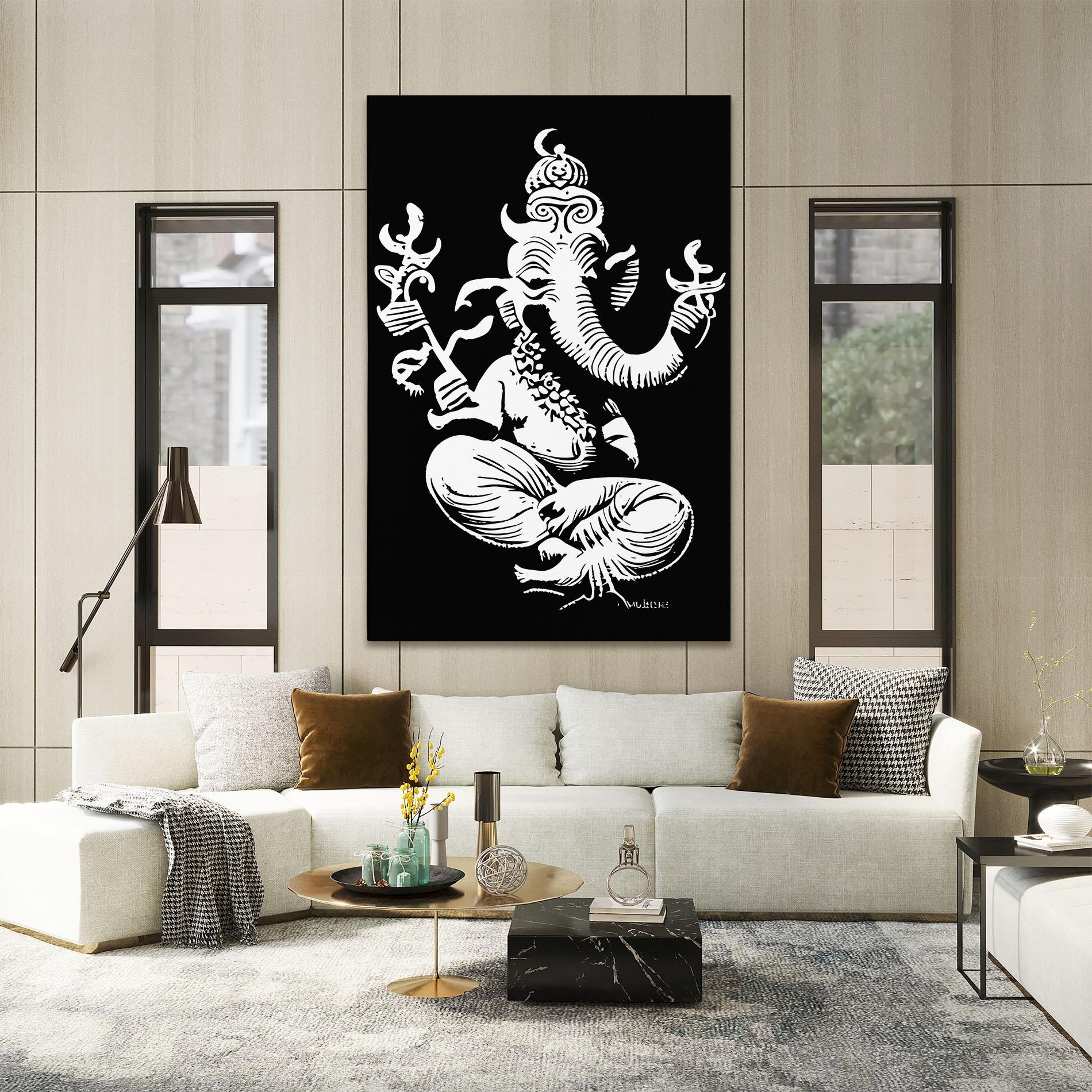 Leinwandbild Black And White Ganesha mockup 2