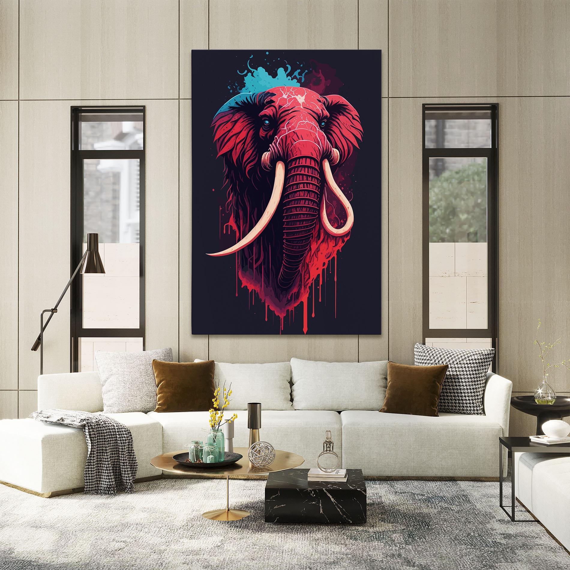 Leinwandbild Blue Red Elephant mockup 2