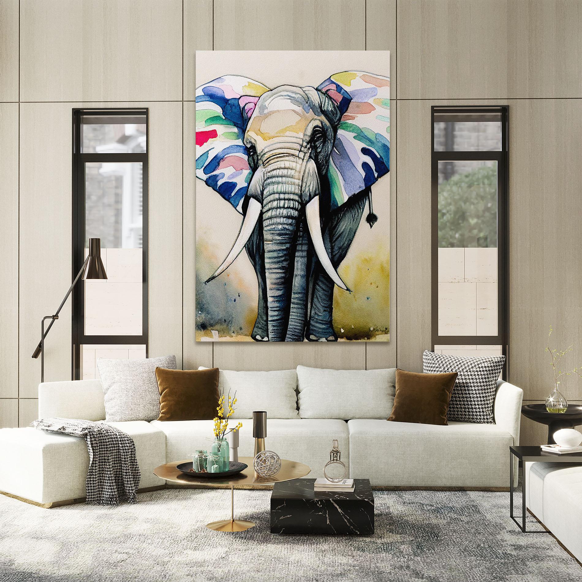 Leinwandbild Watercolor Elephant Art mockup 2