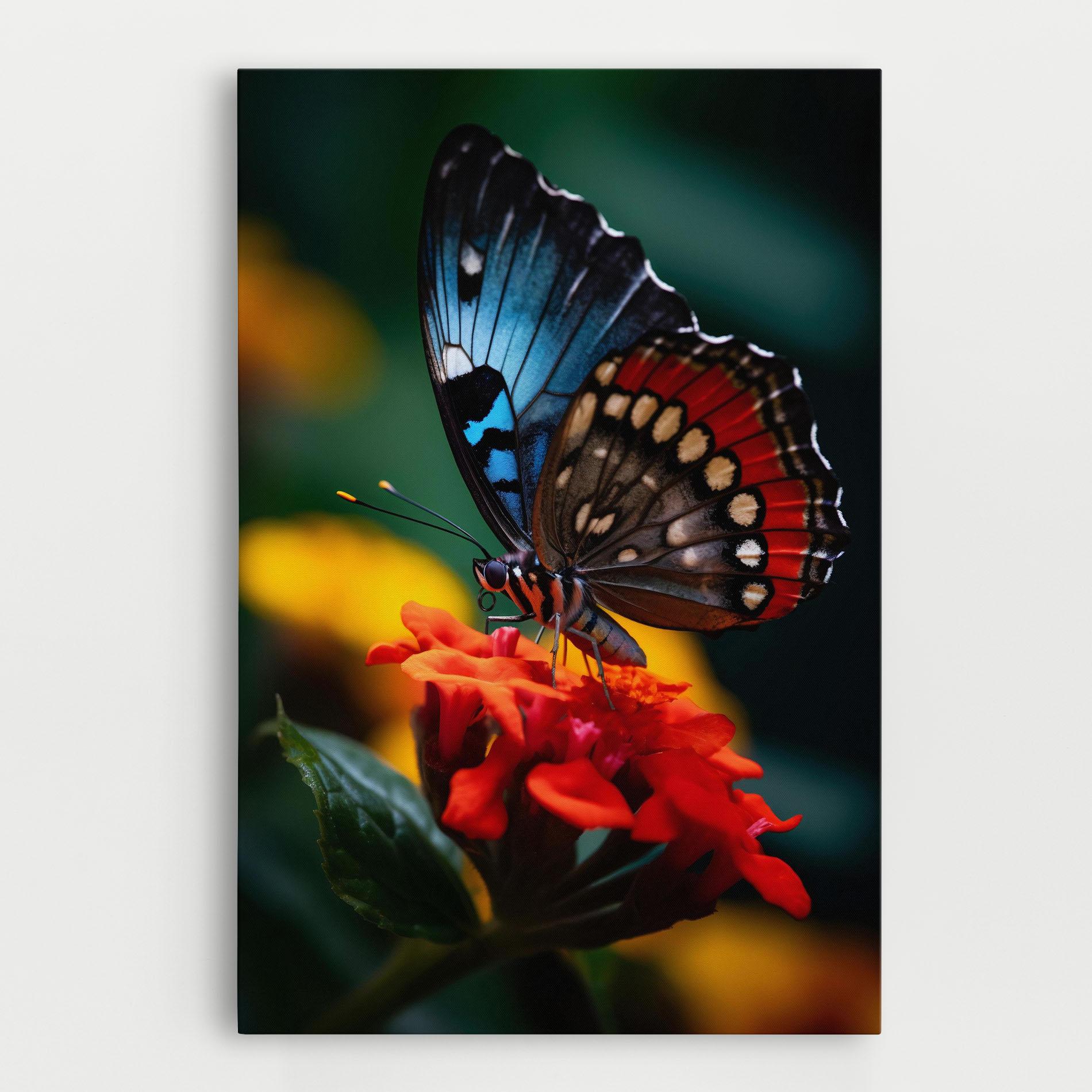 Leinwandbild Blue Red Butterfly mockup 0