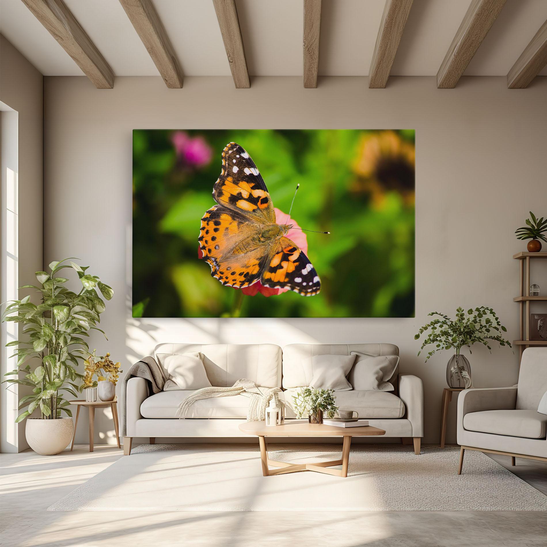 Leinwandbild Butterfly On Flower mockup 6
