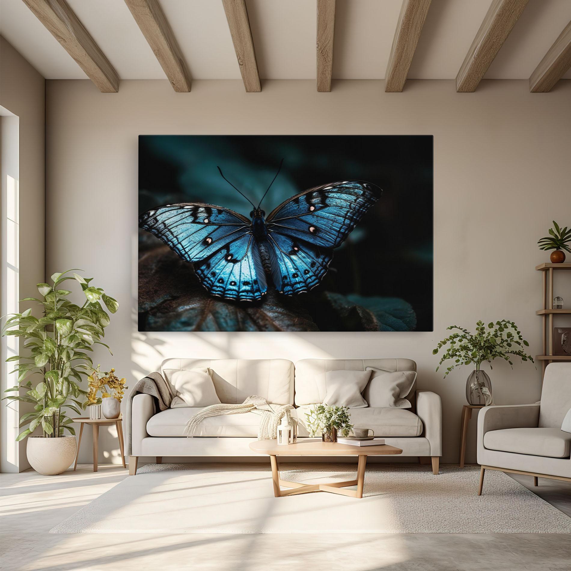 Leinwandbild Dark Blue Buterfly mockup 6