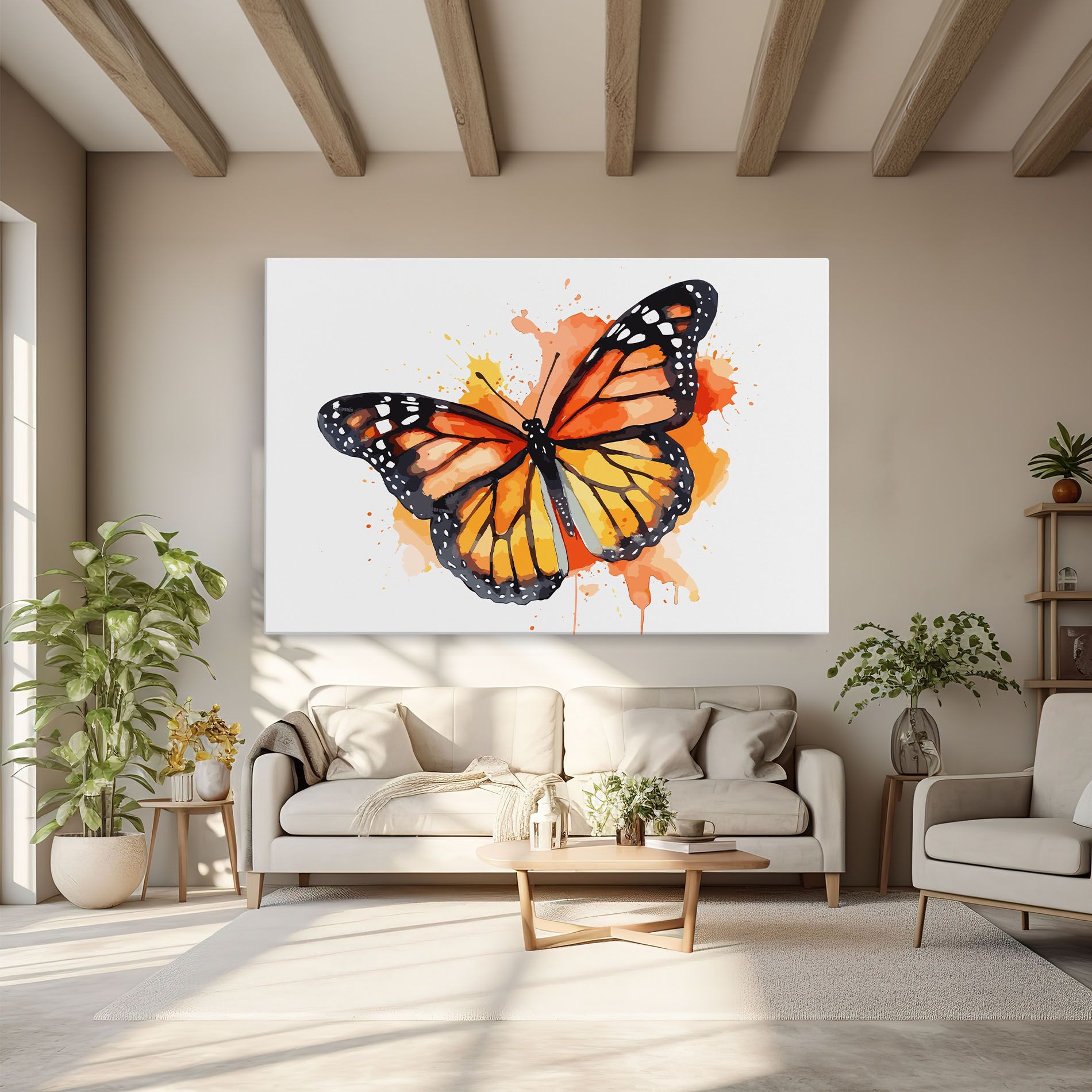 Orange Watercolor Butterfly mockup 6