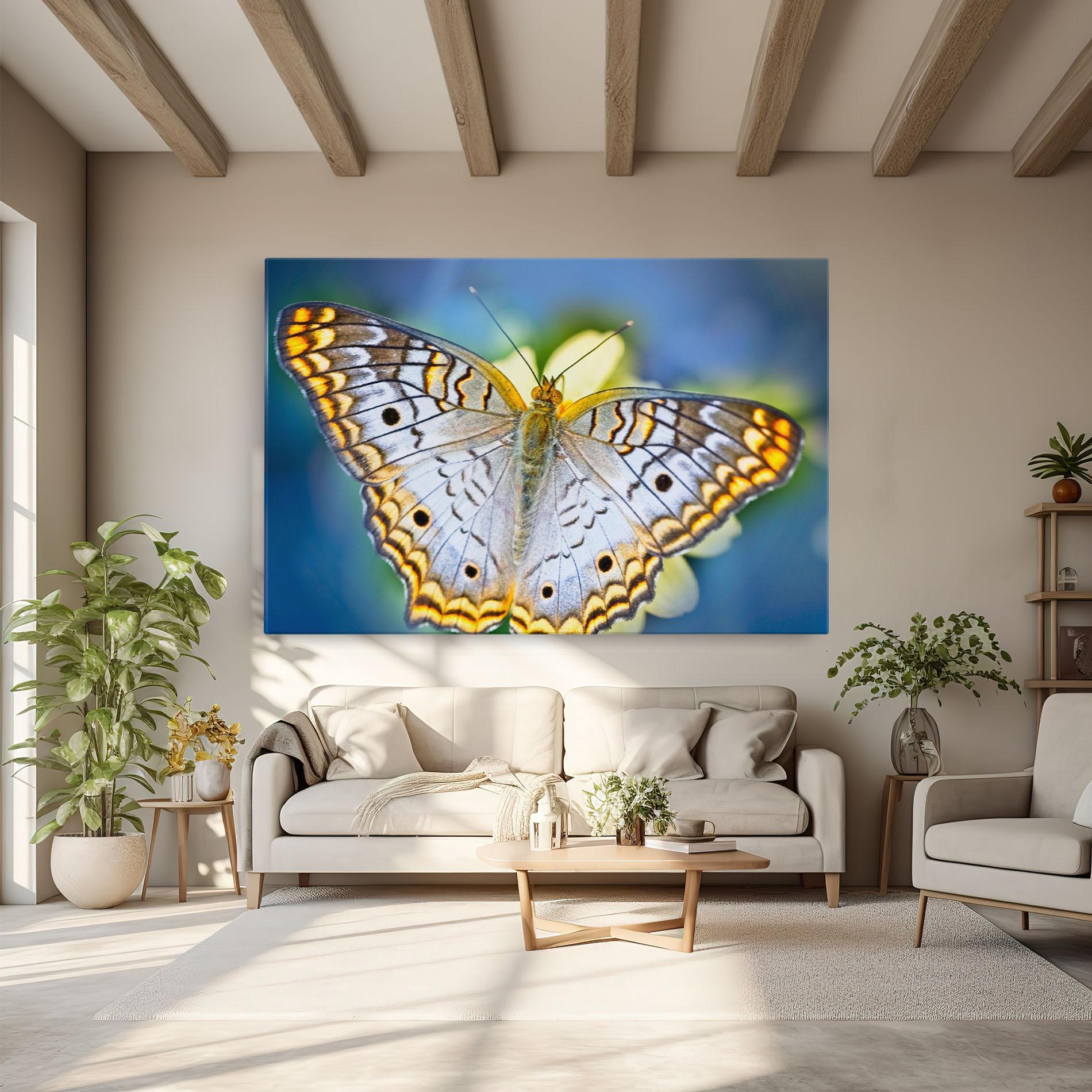 Leinwandbild Yellow Grey Butterfly mockup 6