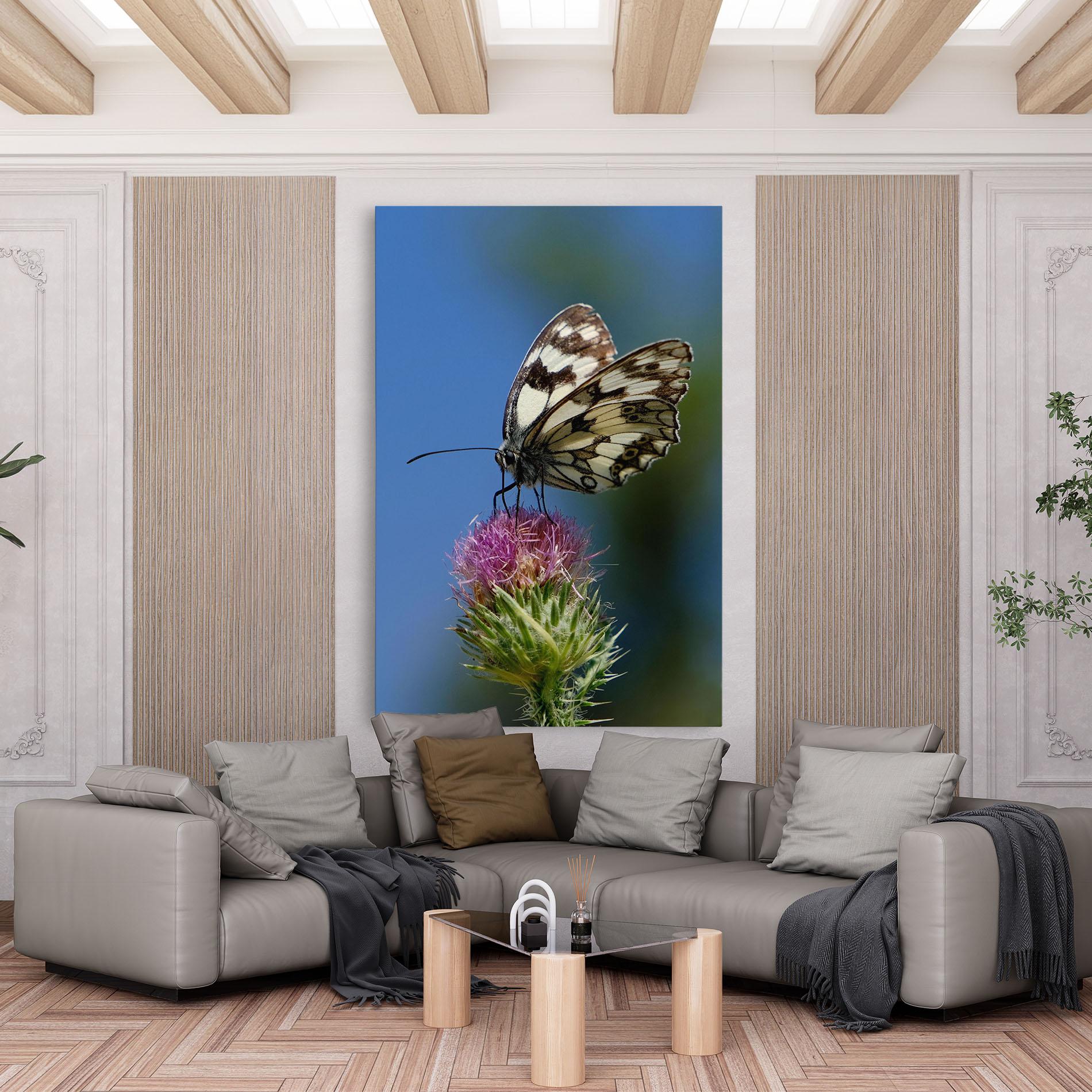 Leinwandbild Grey White Butterfly mockup 6