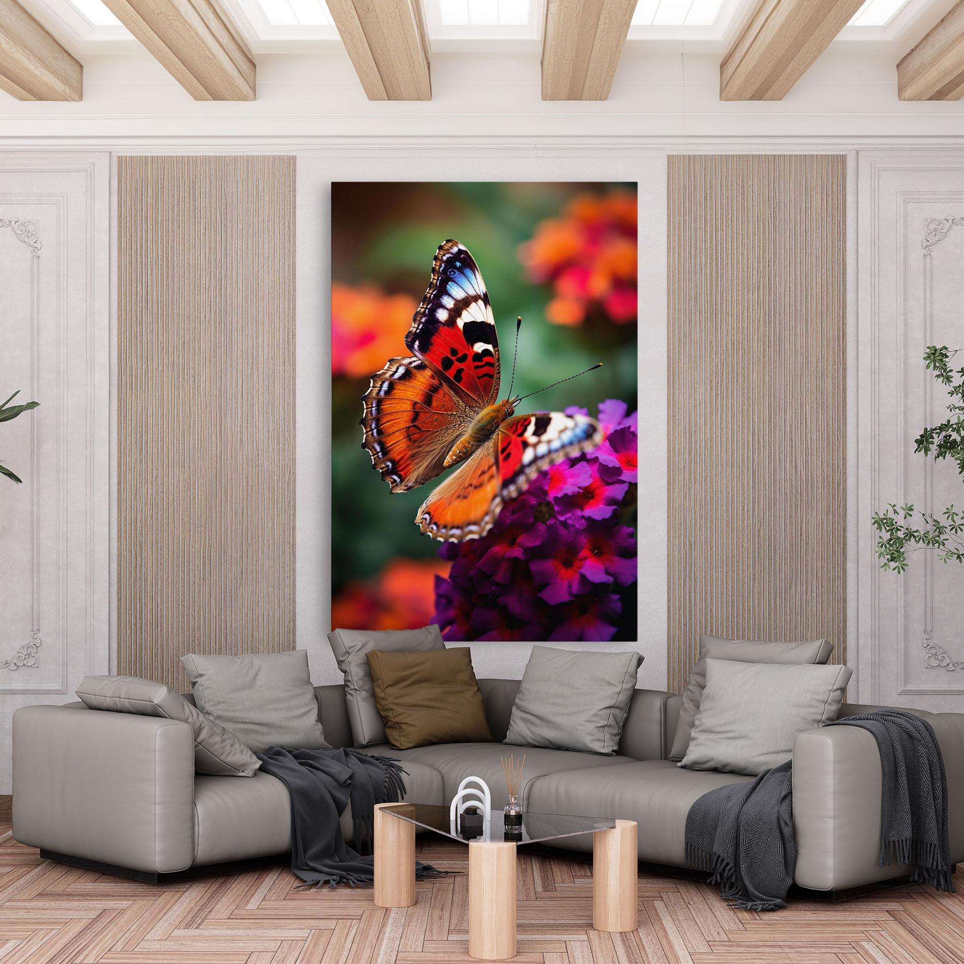 Leinwandbild Red Blue Butterfly mockup 6