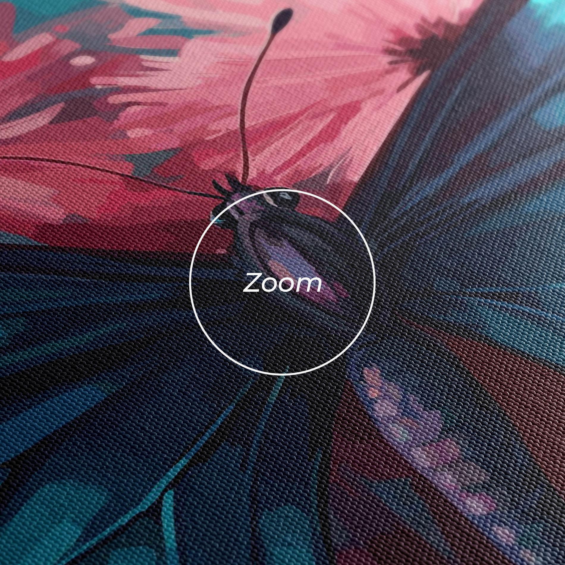 Leinwandbild Blue Butterfly On Pink mockup 3