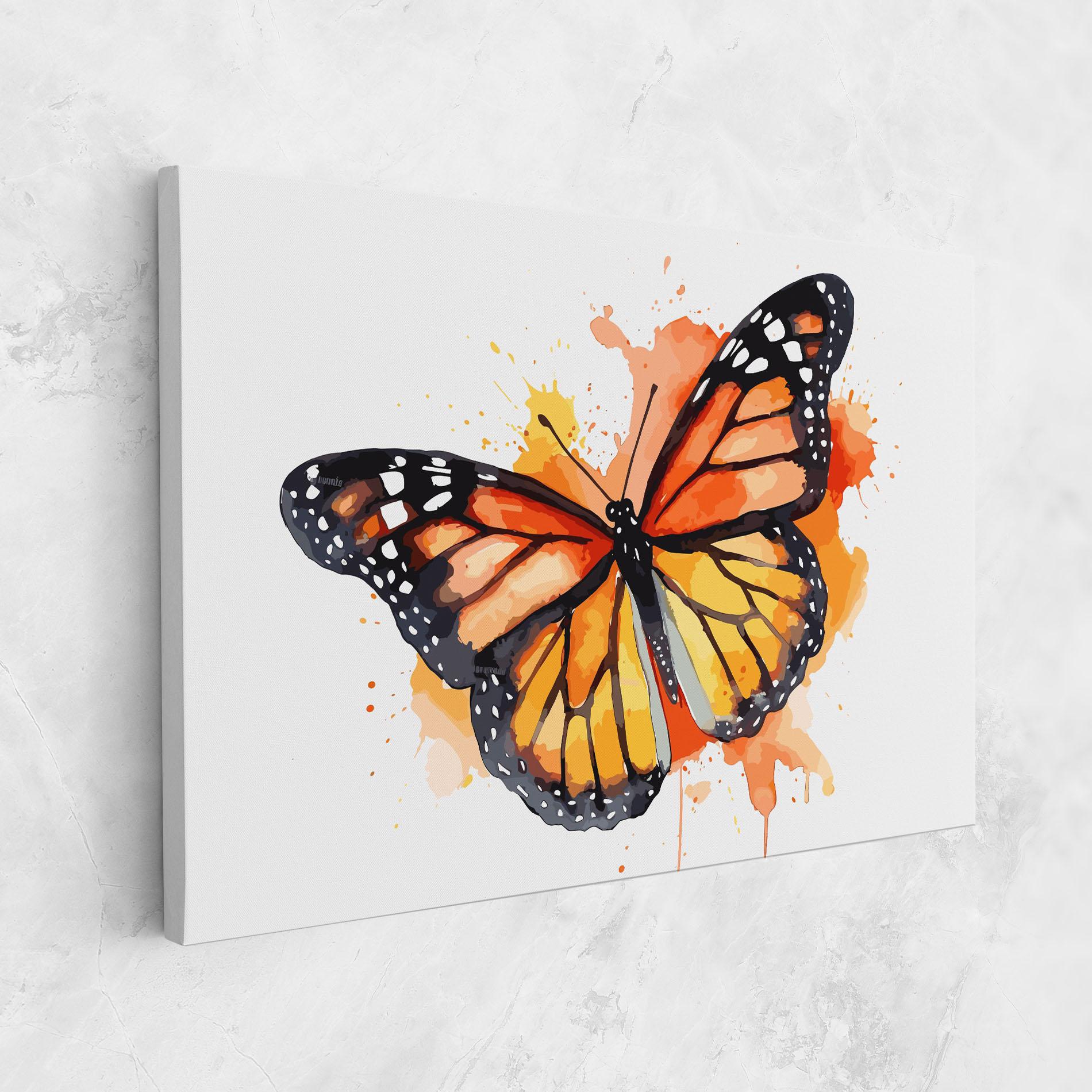Leinwandbild Orange Watercolor Butterfly mockup 1