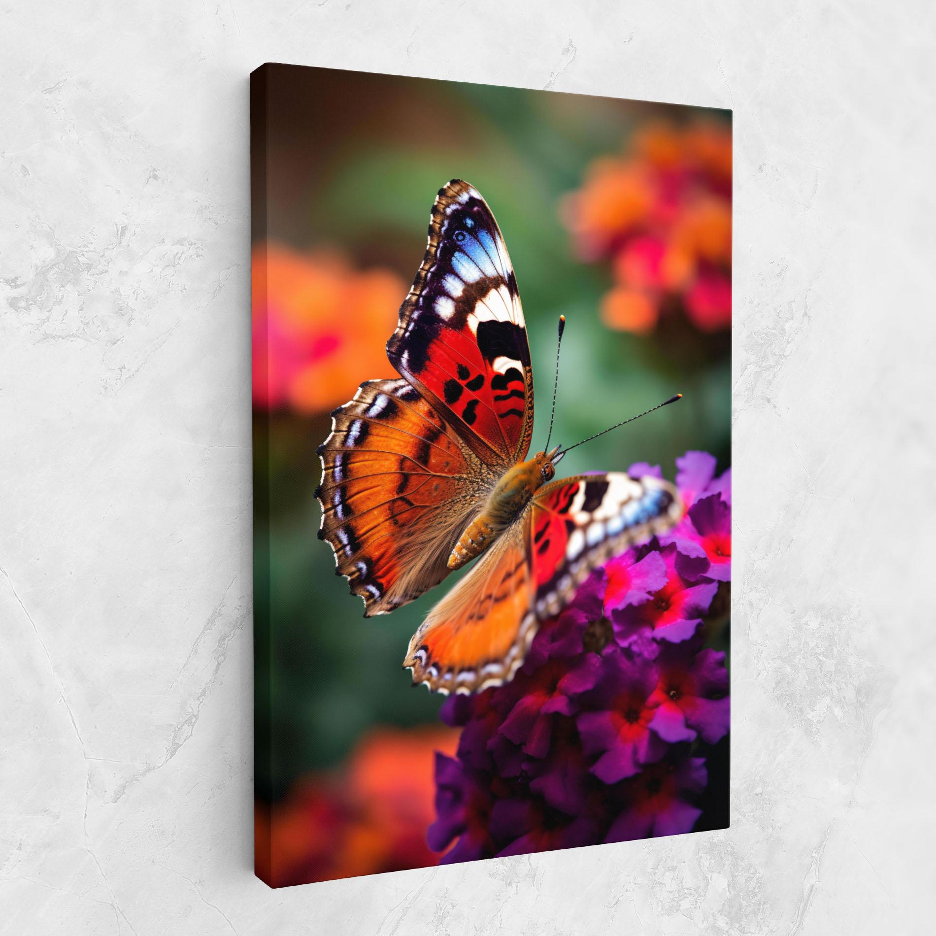 Leinwandbild Red Blue Butterfly mockup 1