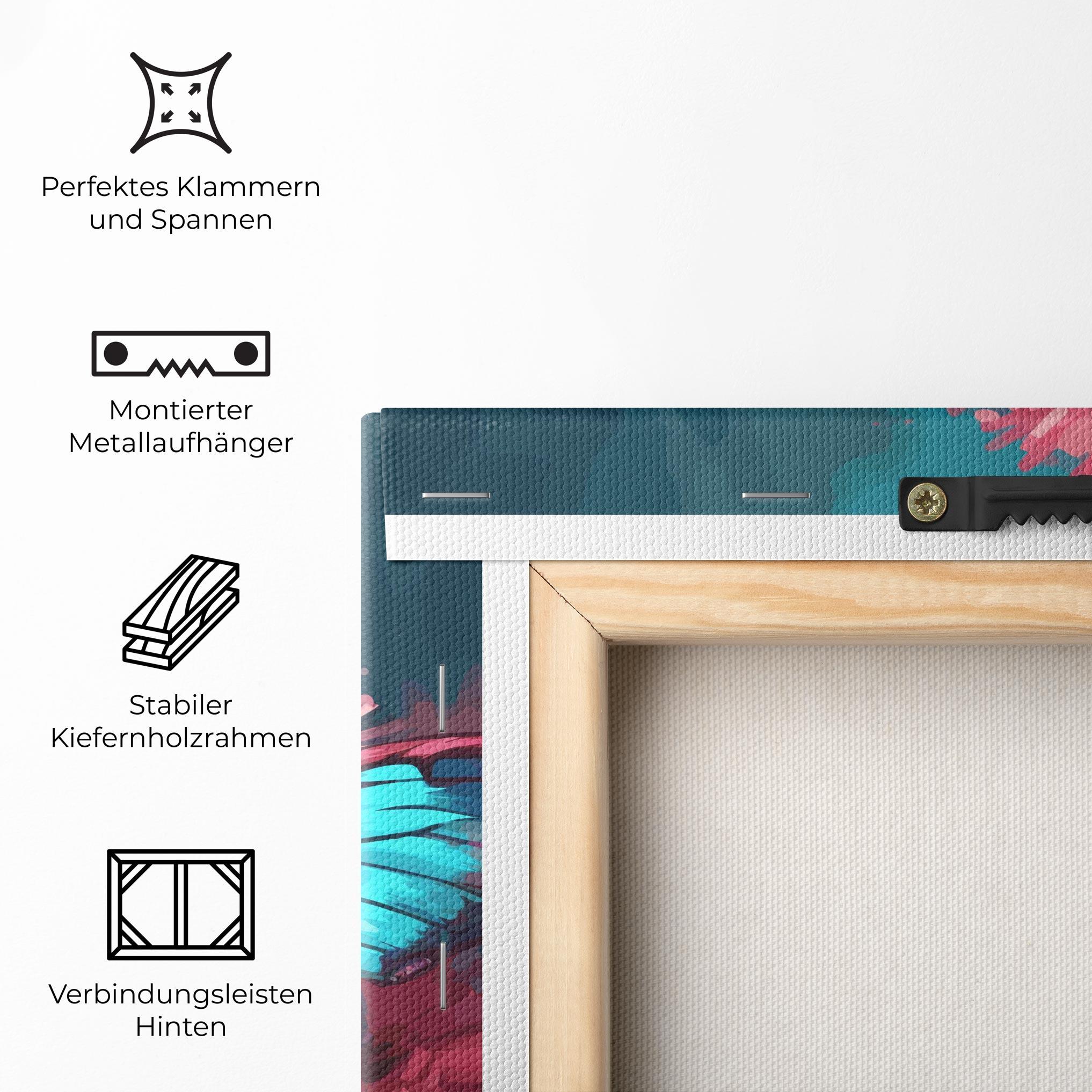Leinwandbild Blue Butterfly On Pink mockup 5