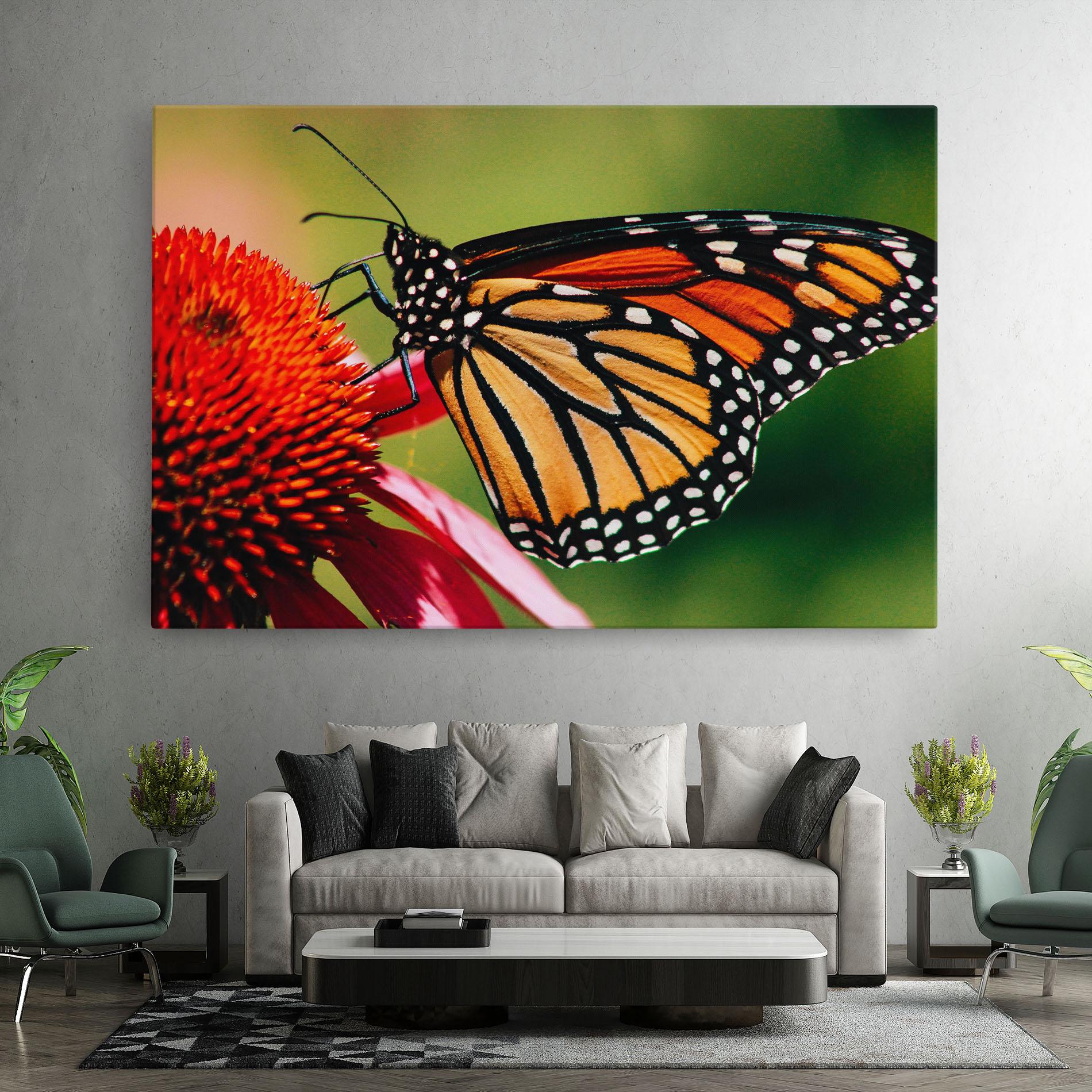 Leinwandbild Big Orange Butterfly mockup 7