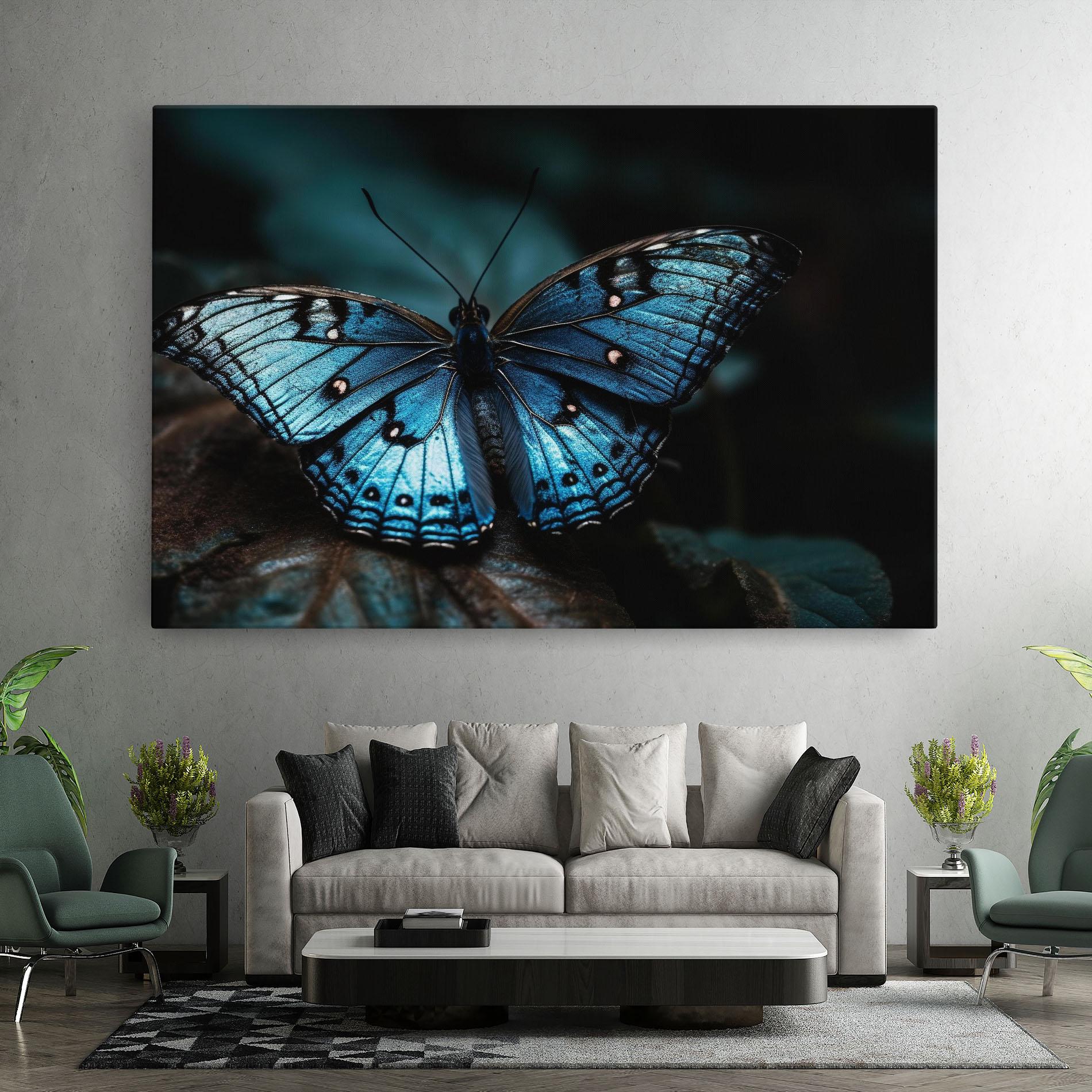 Leinwandbild Dark Blue Buterfly mockup 7