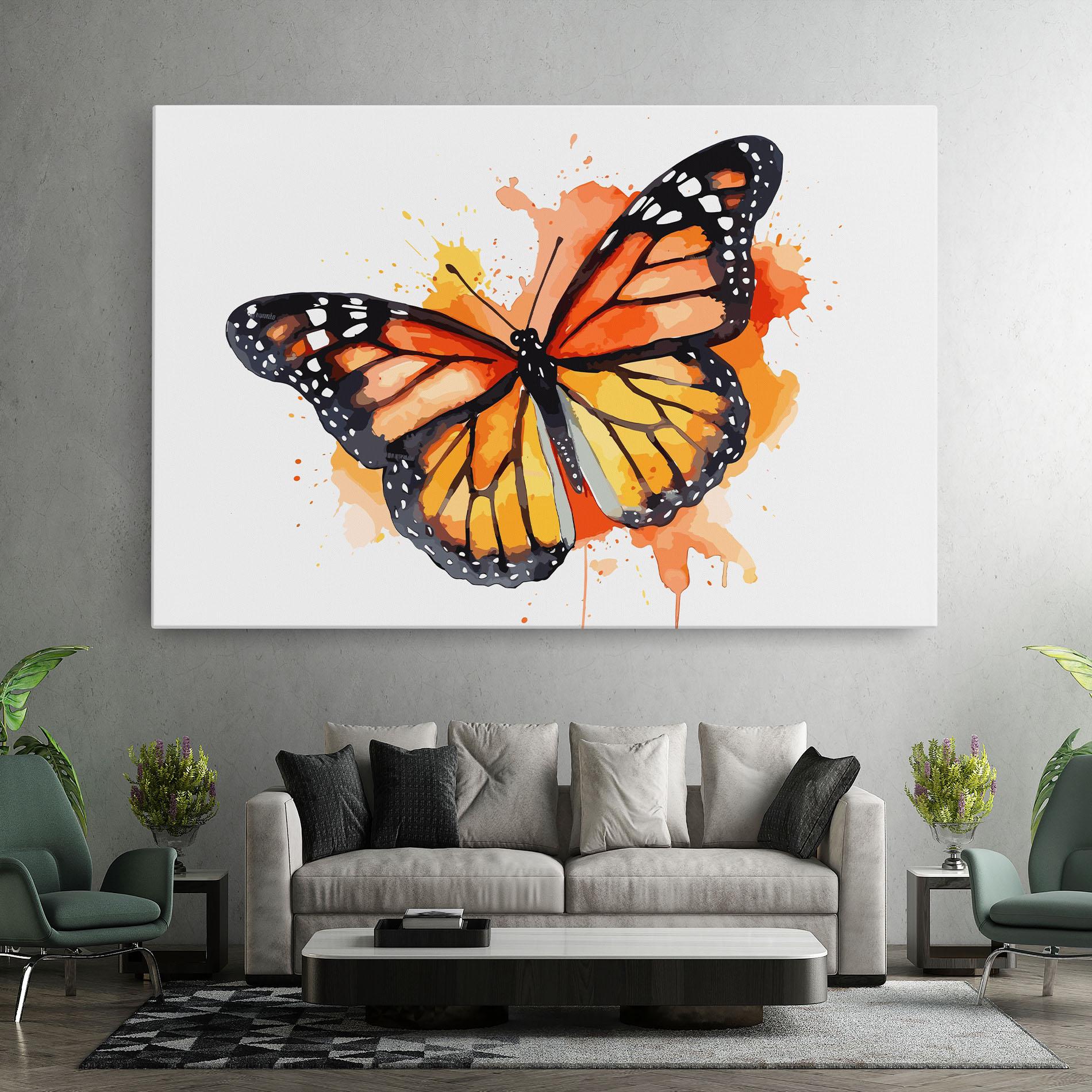 Leinwandbild Orange Watercolor Butterfly mockup 7