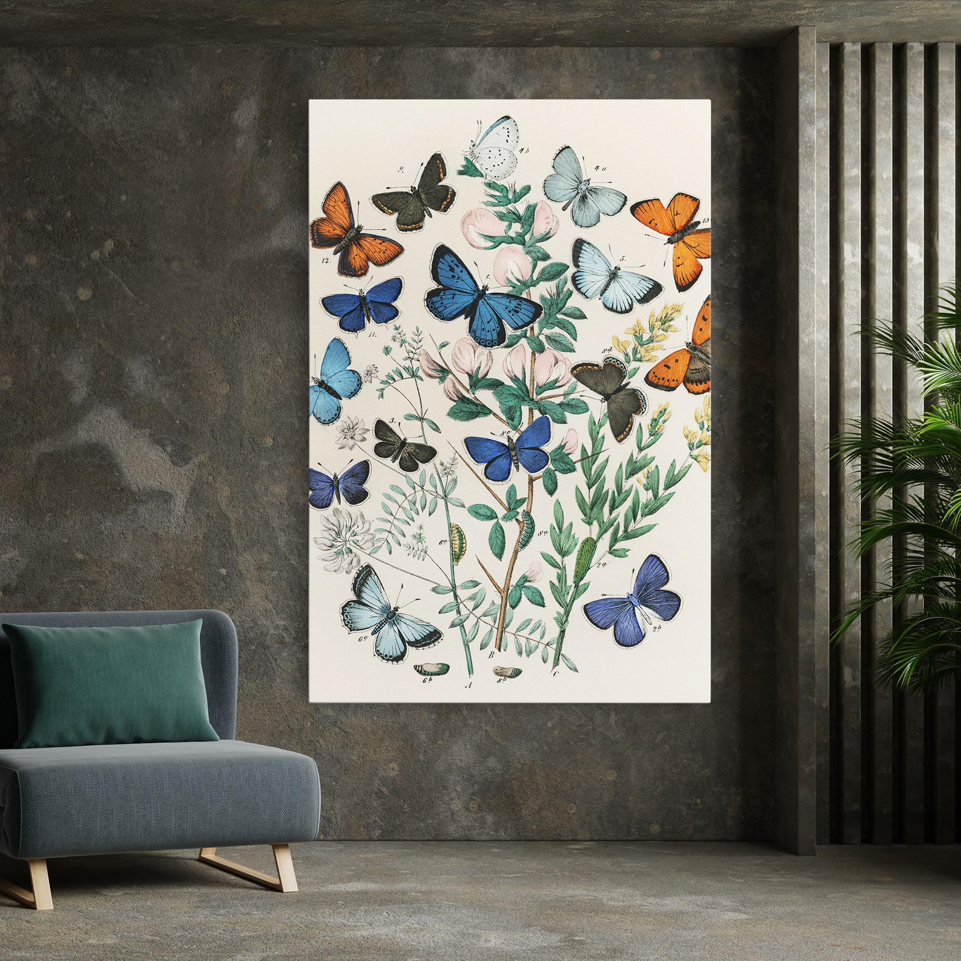 Leinwandbild Blue Orange Butterflies mockup 7