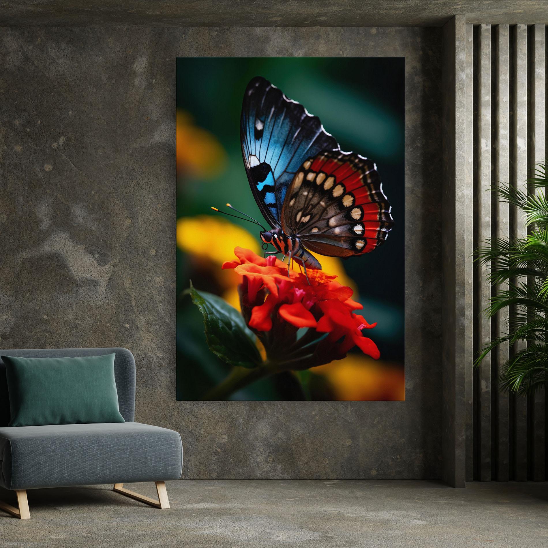 Leinwandbild Blue Red Butterfly mockup 7