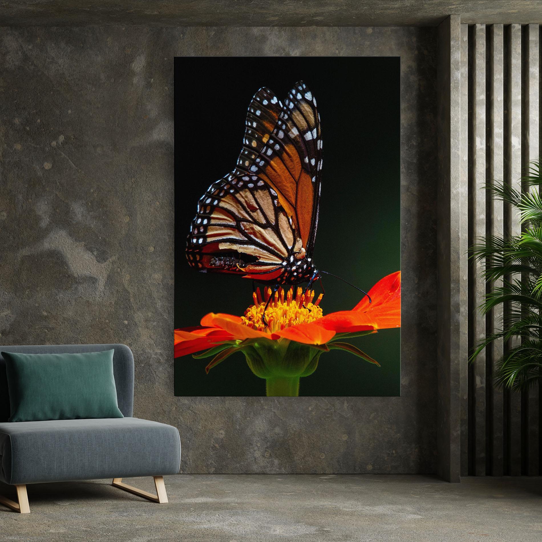 Leinwandbild Dark Orange Butterfy mockup 7