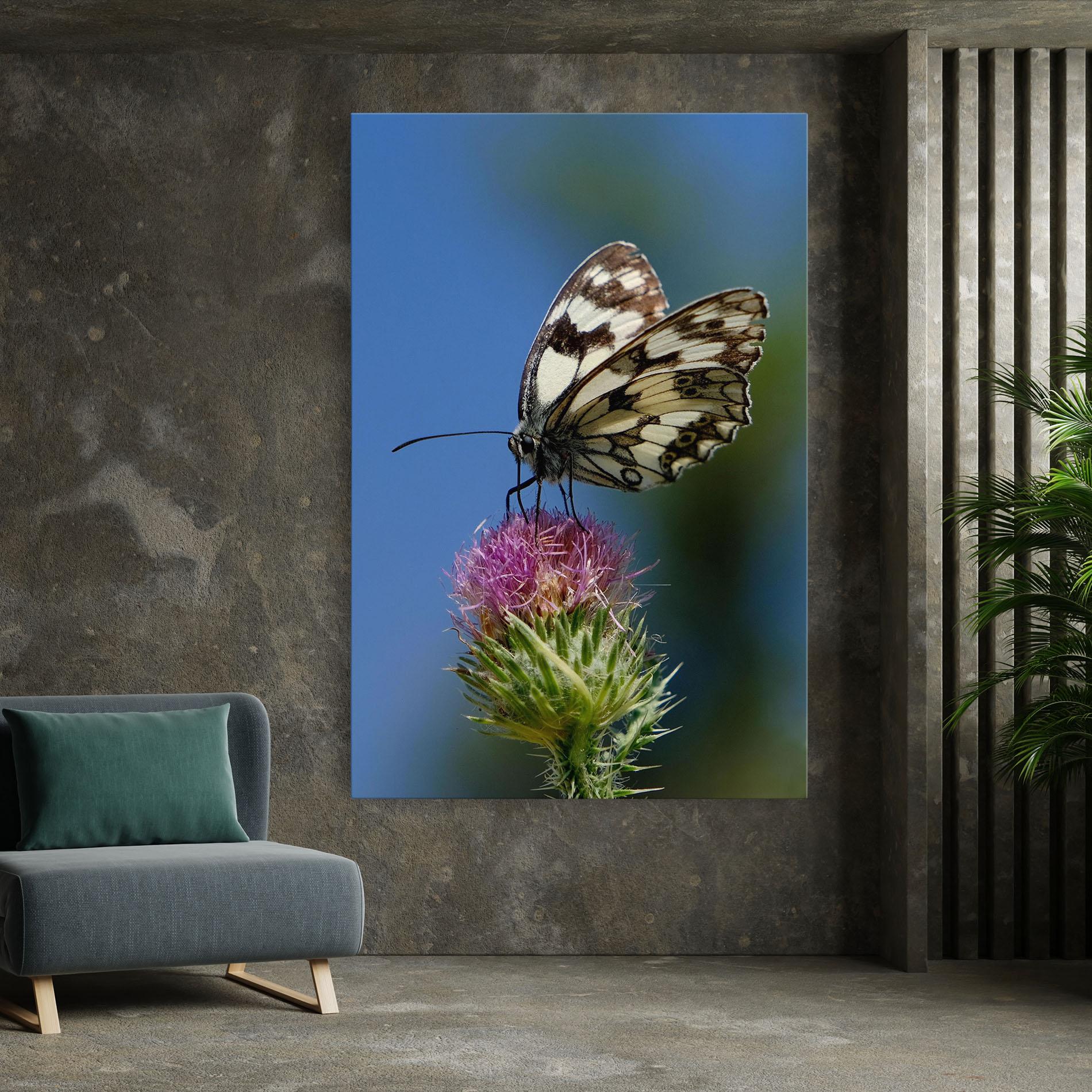 Leinwandbild Grey White Butterfly mockup 7