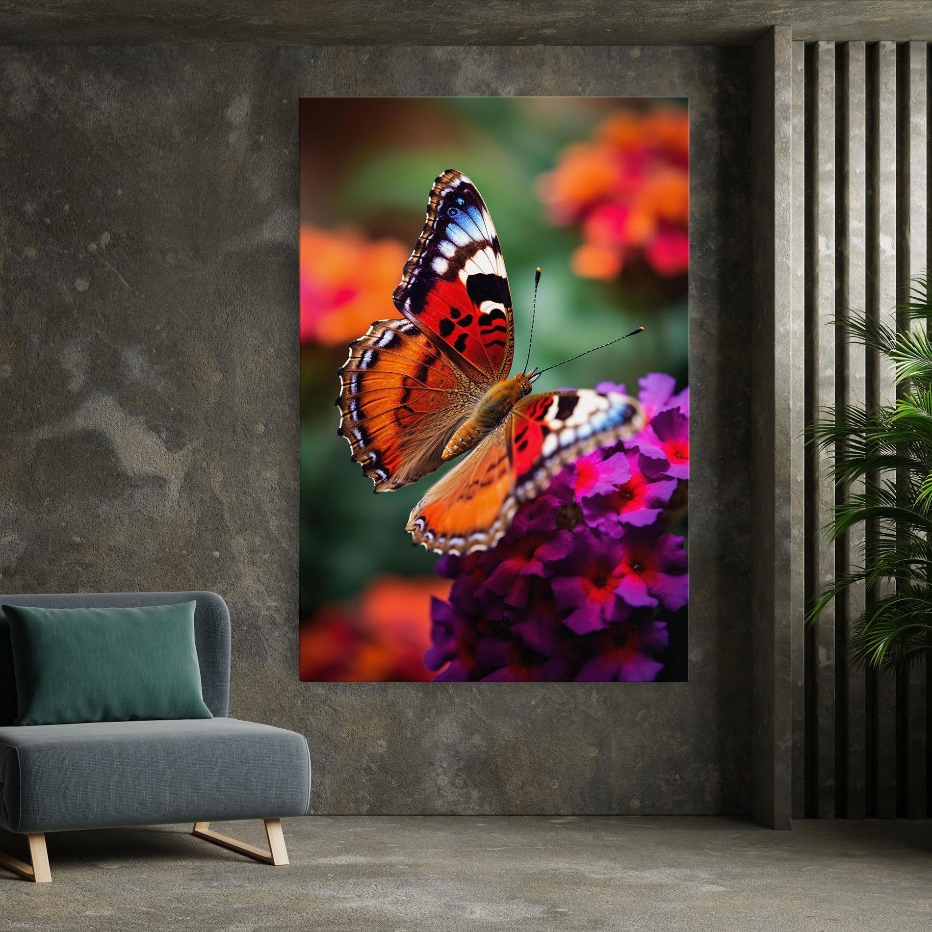 Leinwandbild Red Blue Butterfly mockup 7