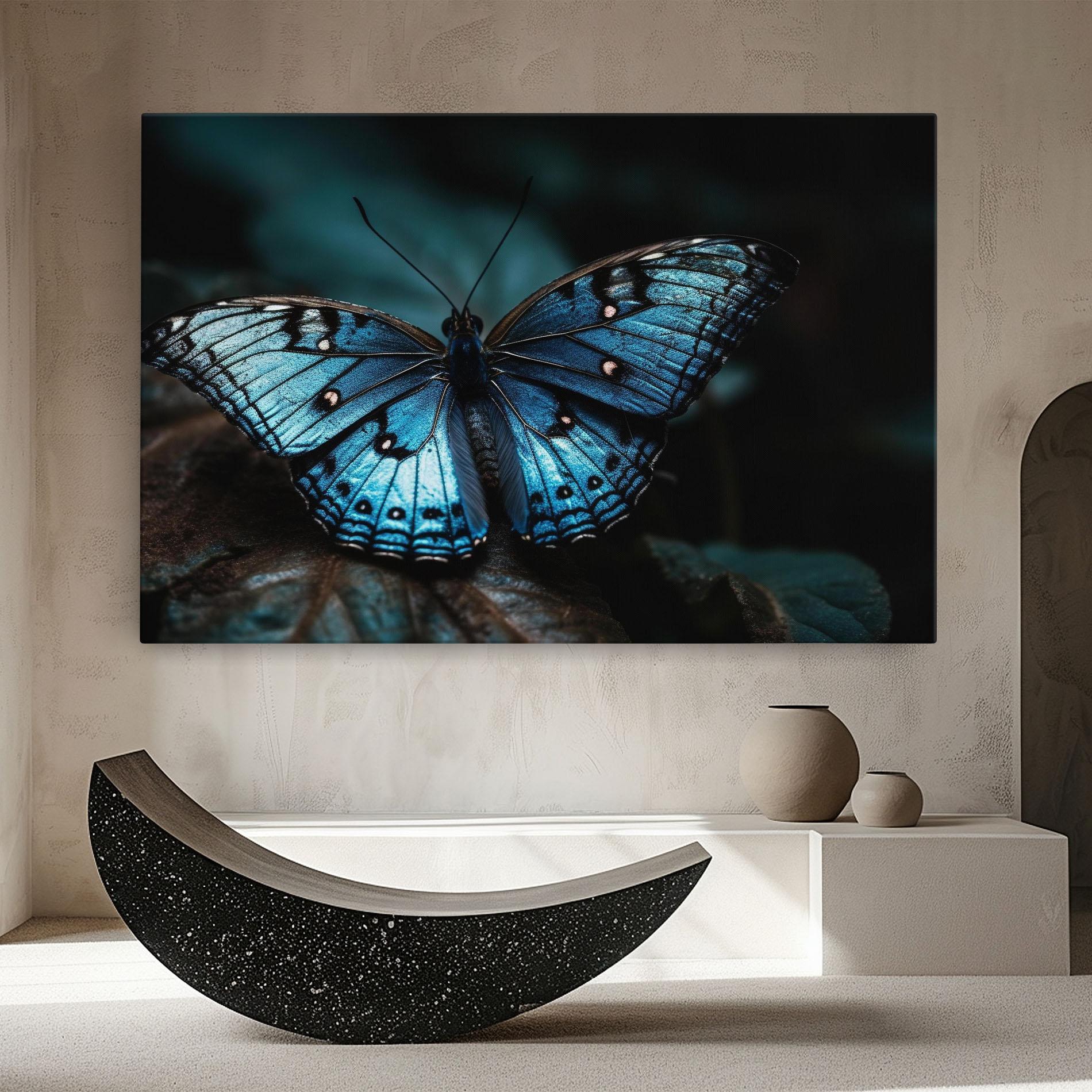 Leinwandbild Dark Blue Buterfly mockup 8