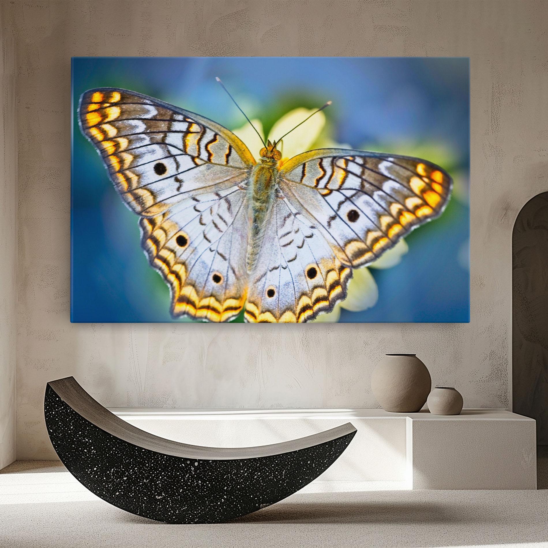 Leinwandbild Yellow Grey Butterfly mockup 8