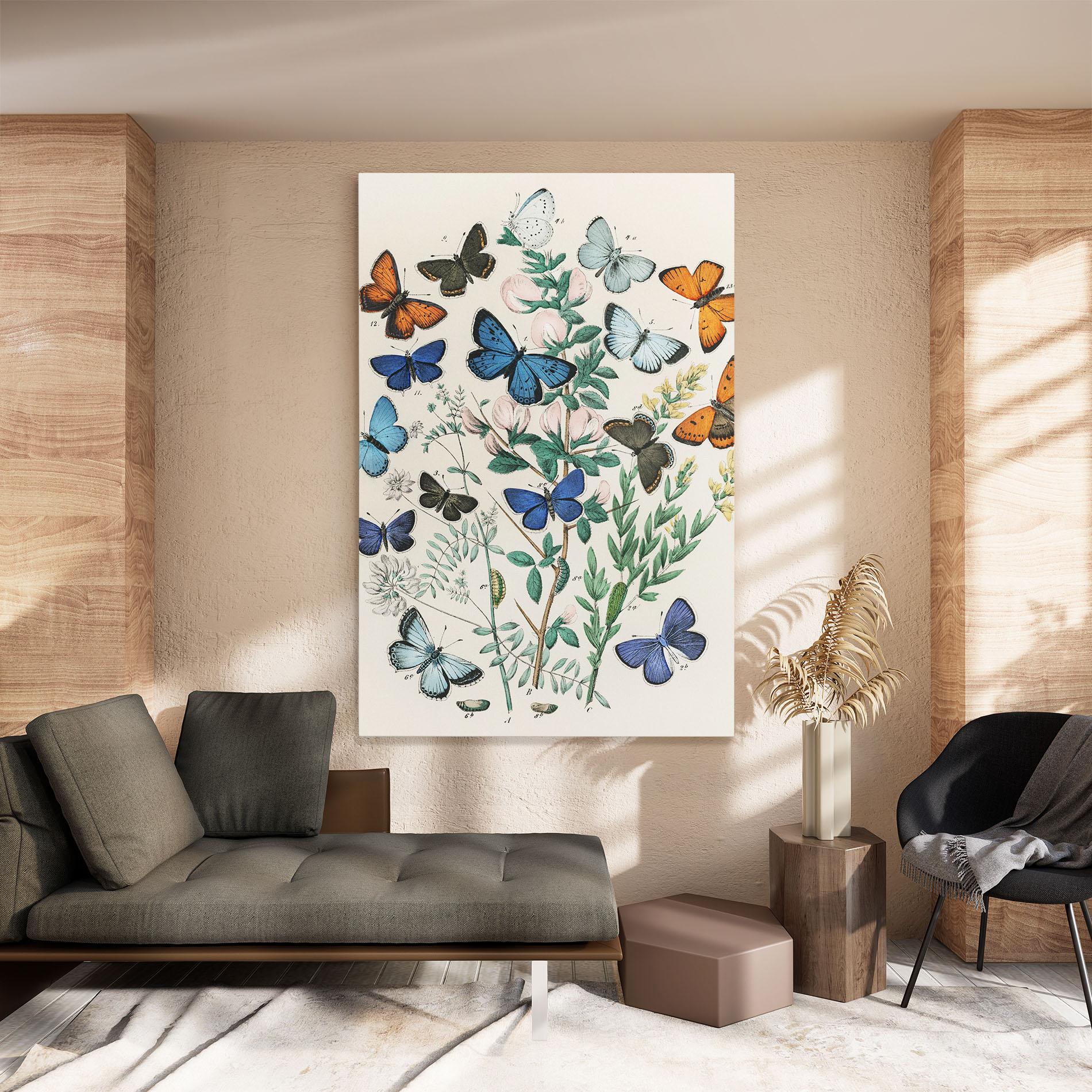 Leinwandbild Blue Orange Butterflies mockup 8