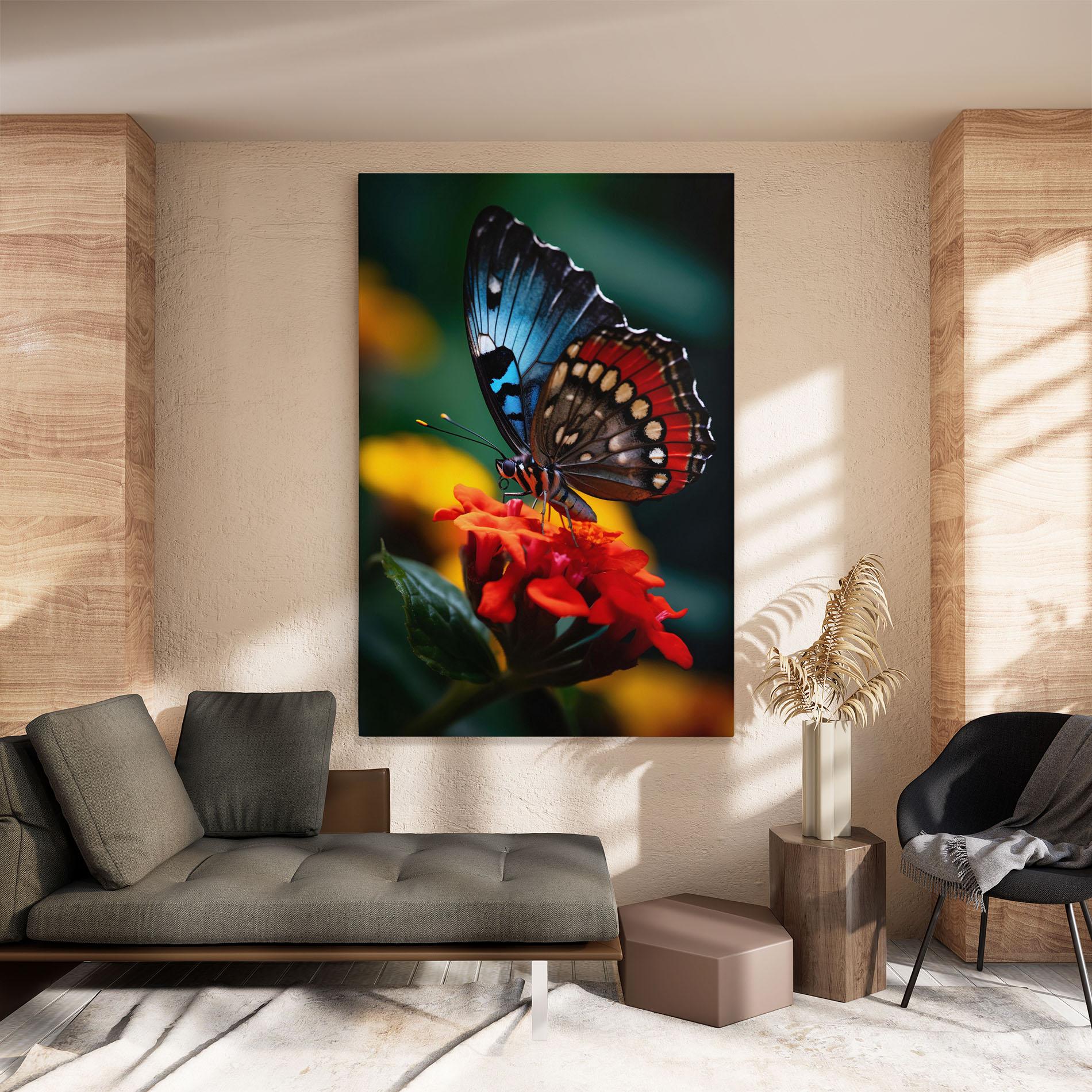 Leinwandbild Blue Red Butterfly mockup 8