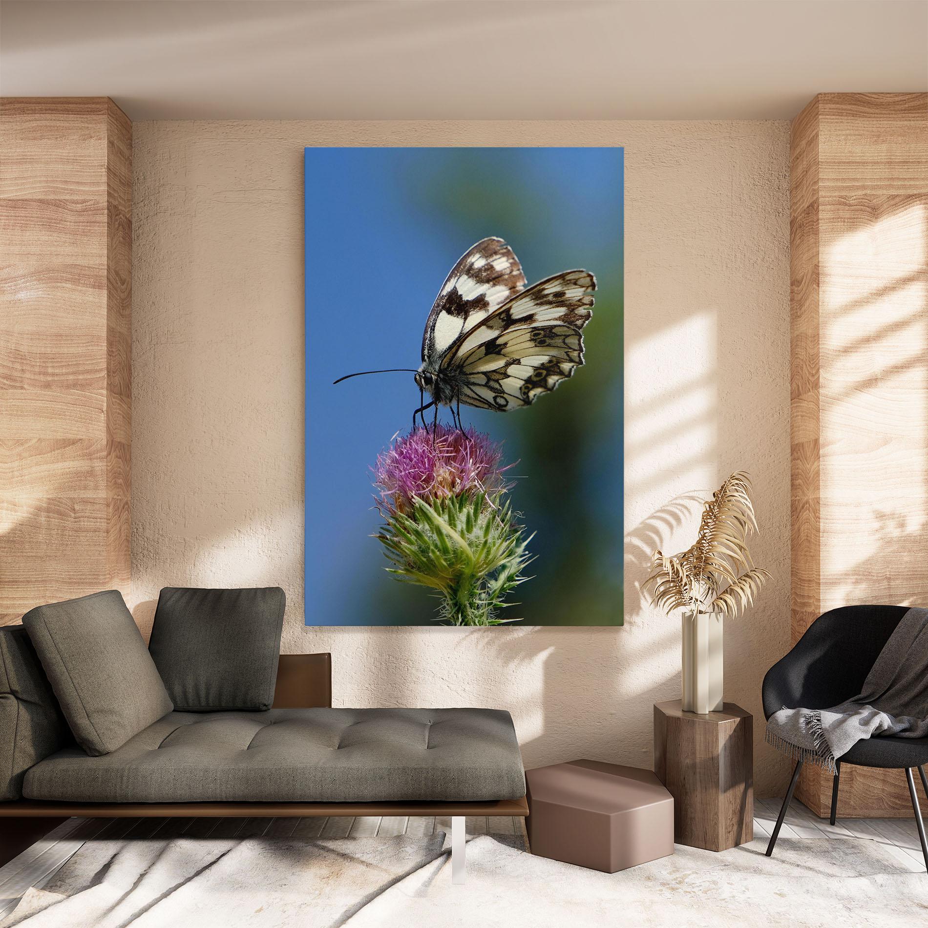 Leinwandbild Grey White Butterfly mockup 8