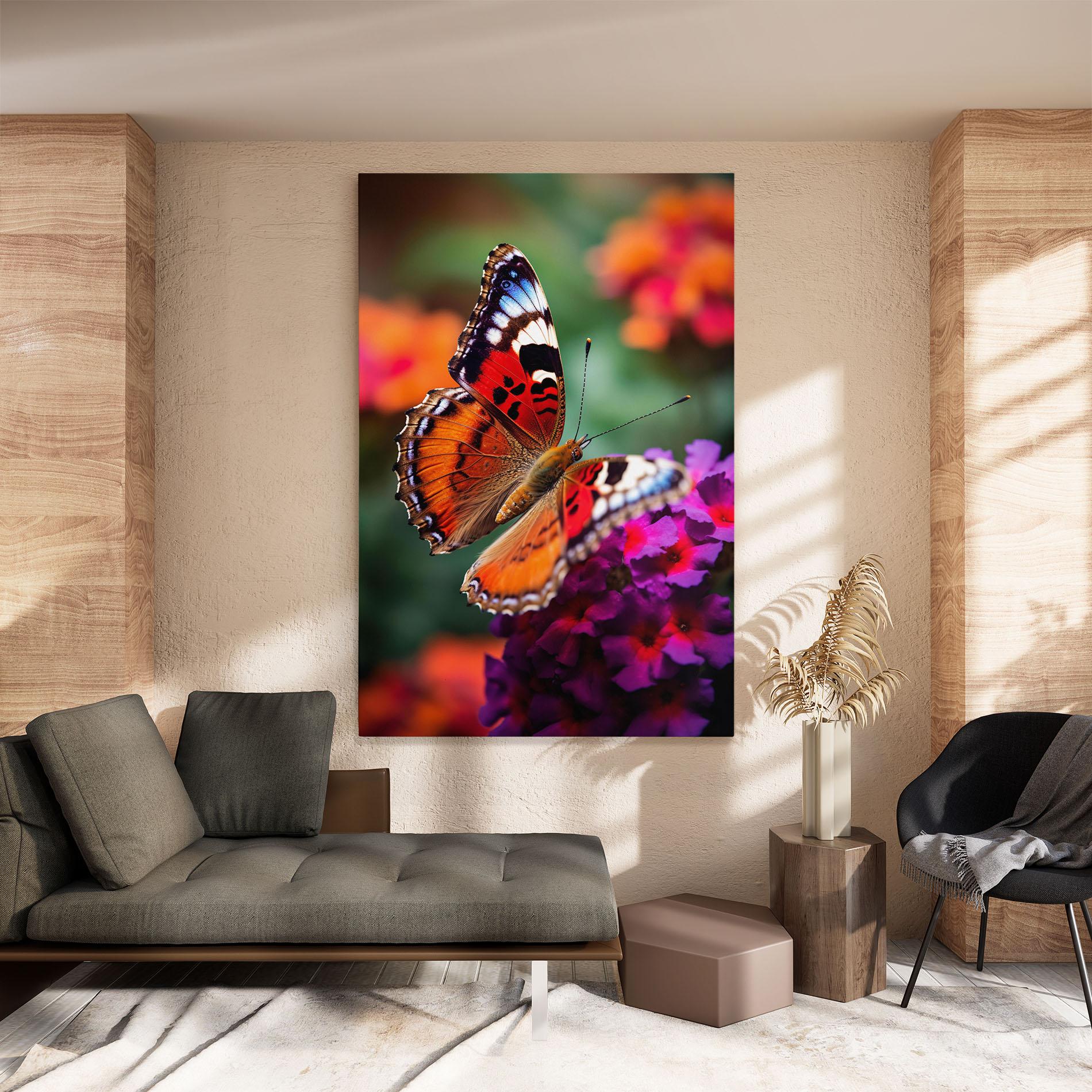 Leinwandbild Red Blue Butterfly mockup 8