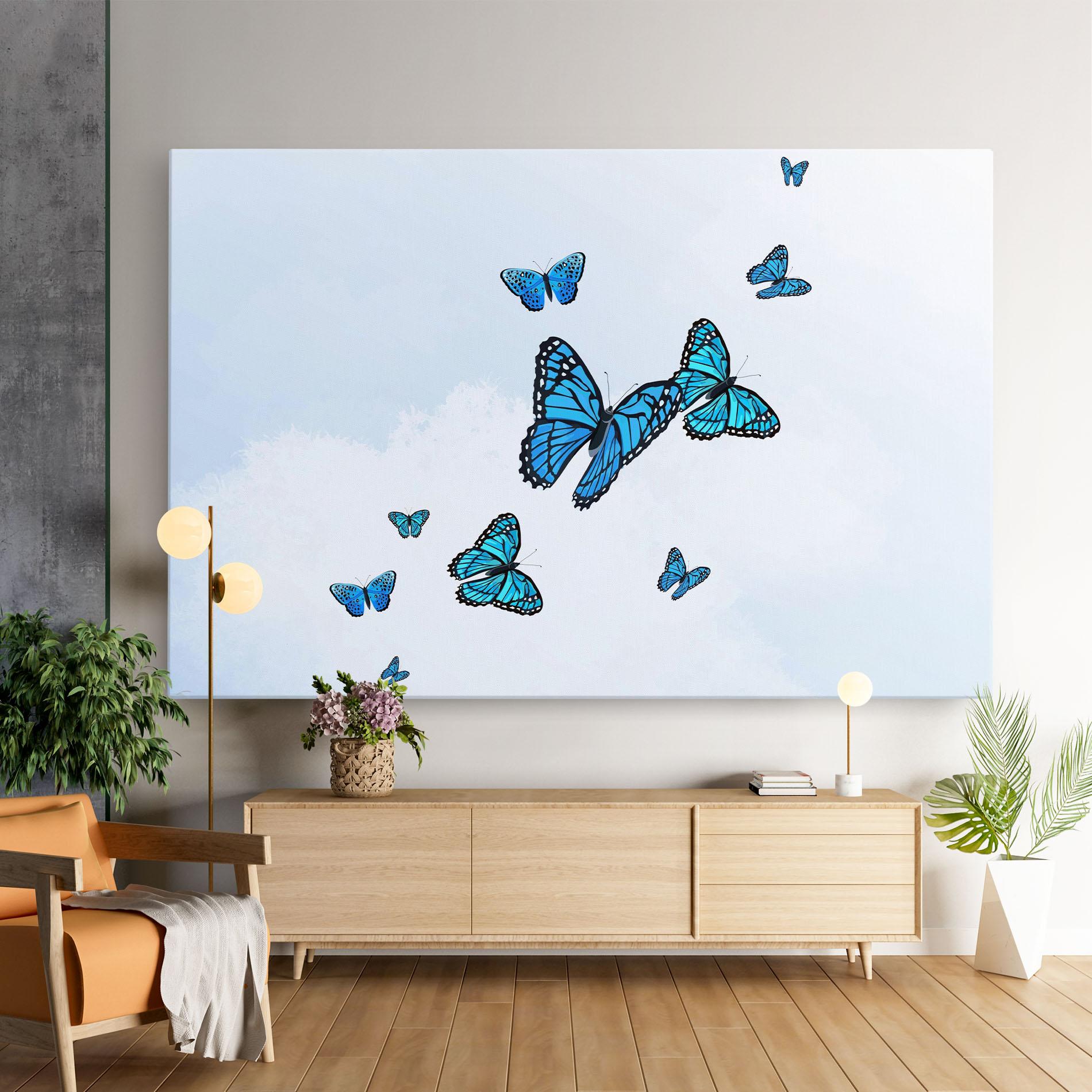 Leinwandbild Blue Sky Butterfly mockup 9