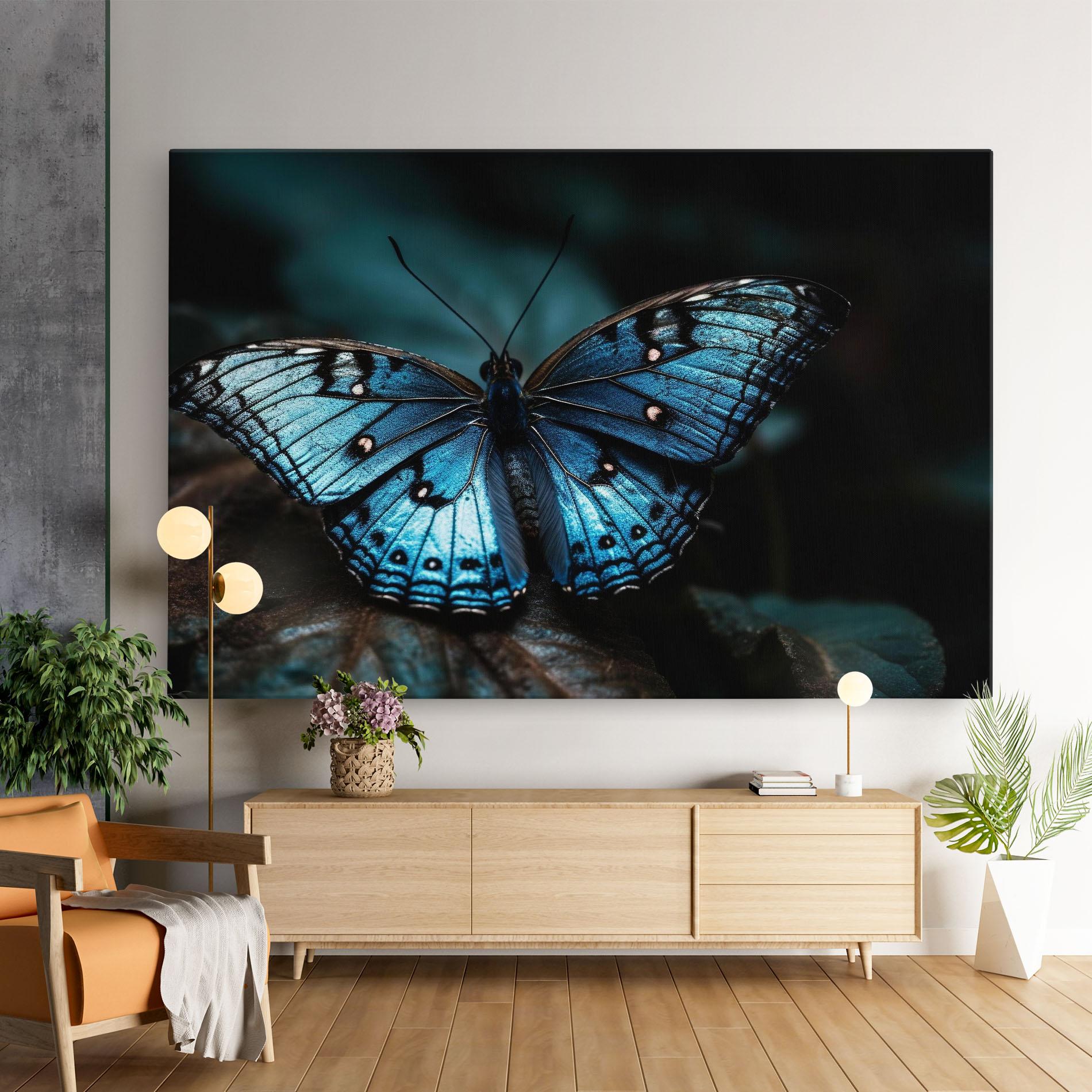 Leinwandbild Dark Blue Buterfly mockup 9