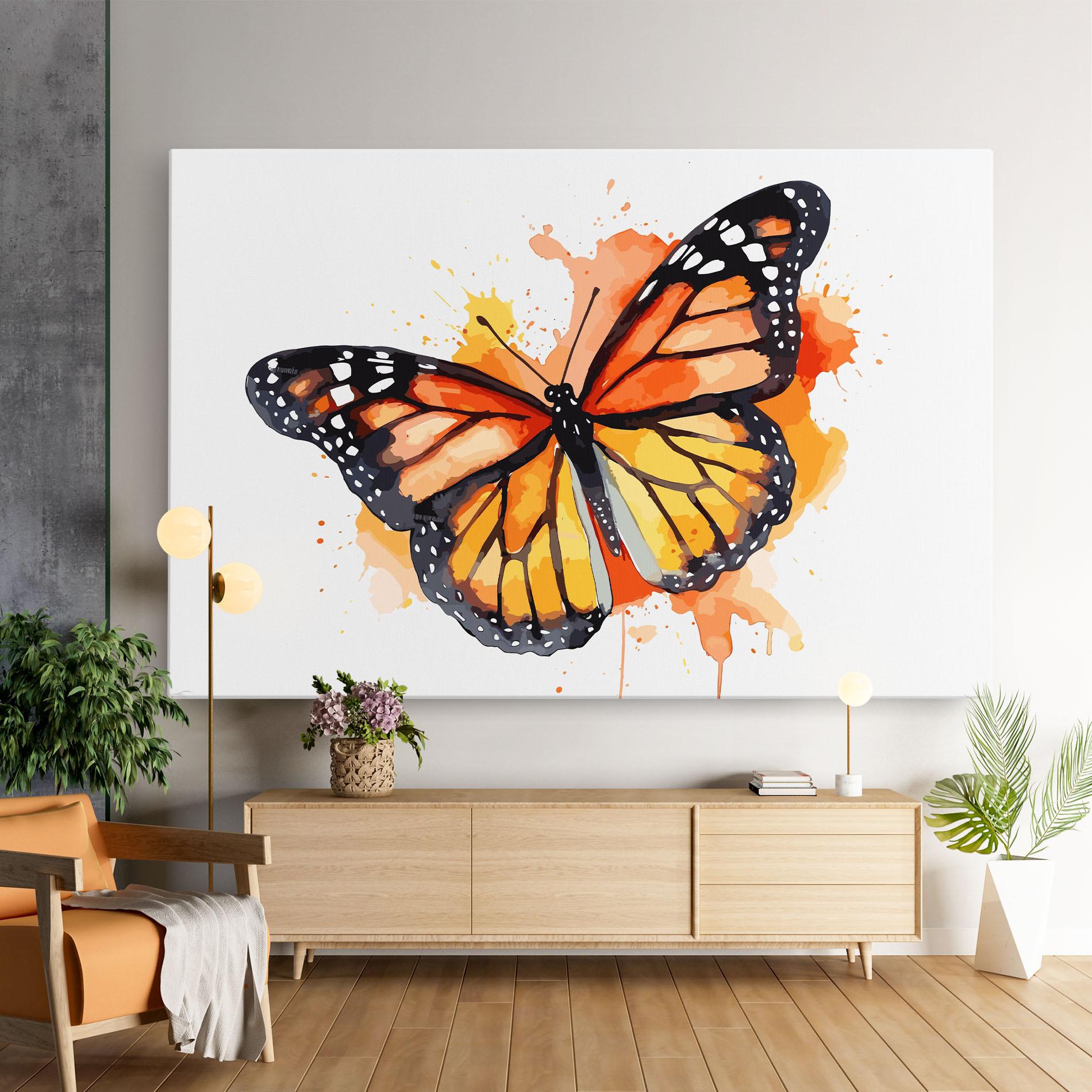 Leinwandbild Orange Watercolor Butterfly mockup 9