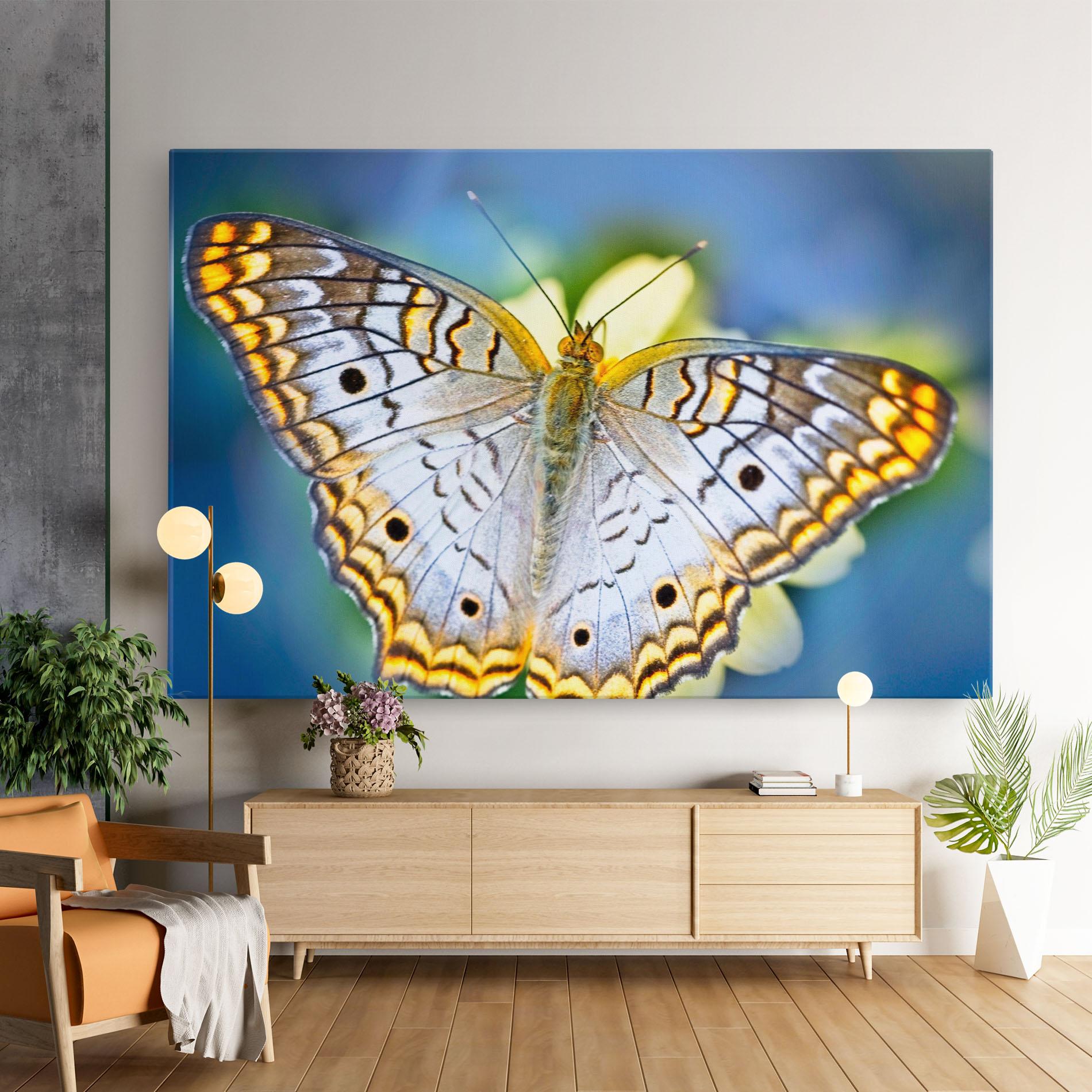 Leinwandbild Yellow Grey Butterfly mockup 9