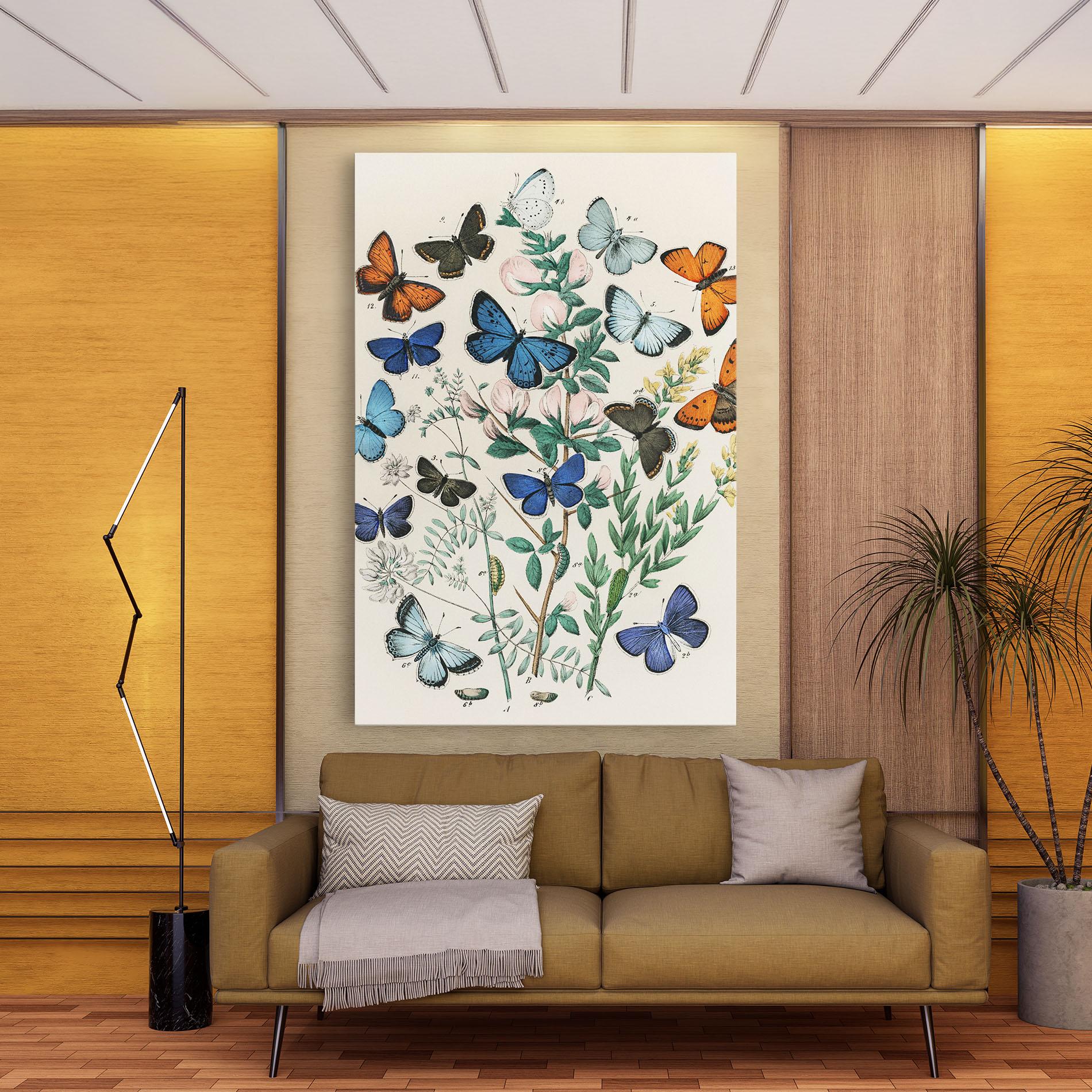Leinwandbild Blue Orange Butterflies mockup 9