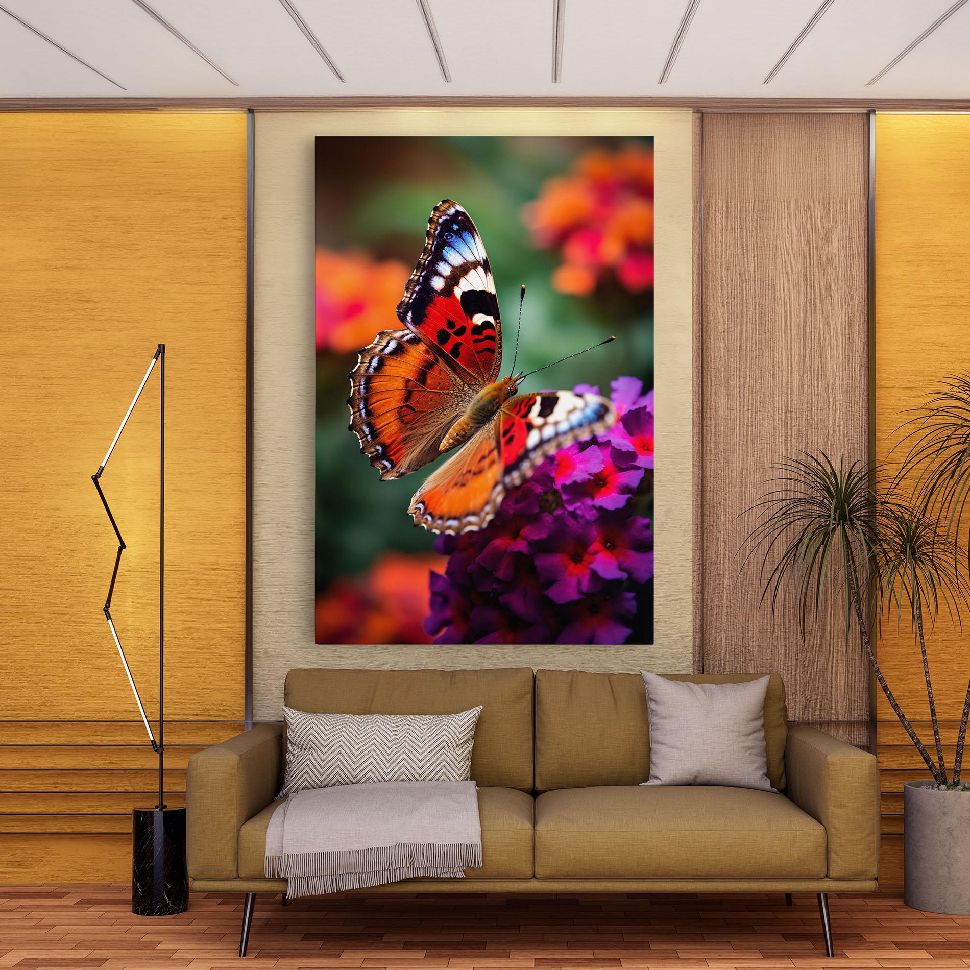 Leinwandbild Red Blue Butterfly mockup 9