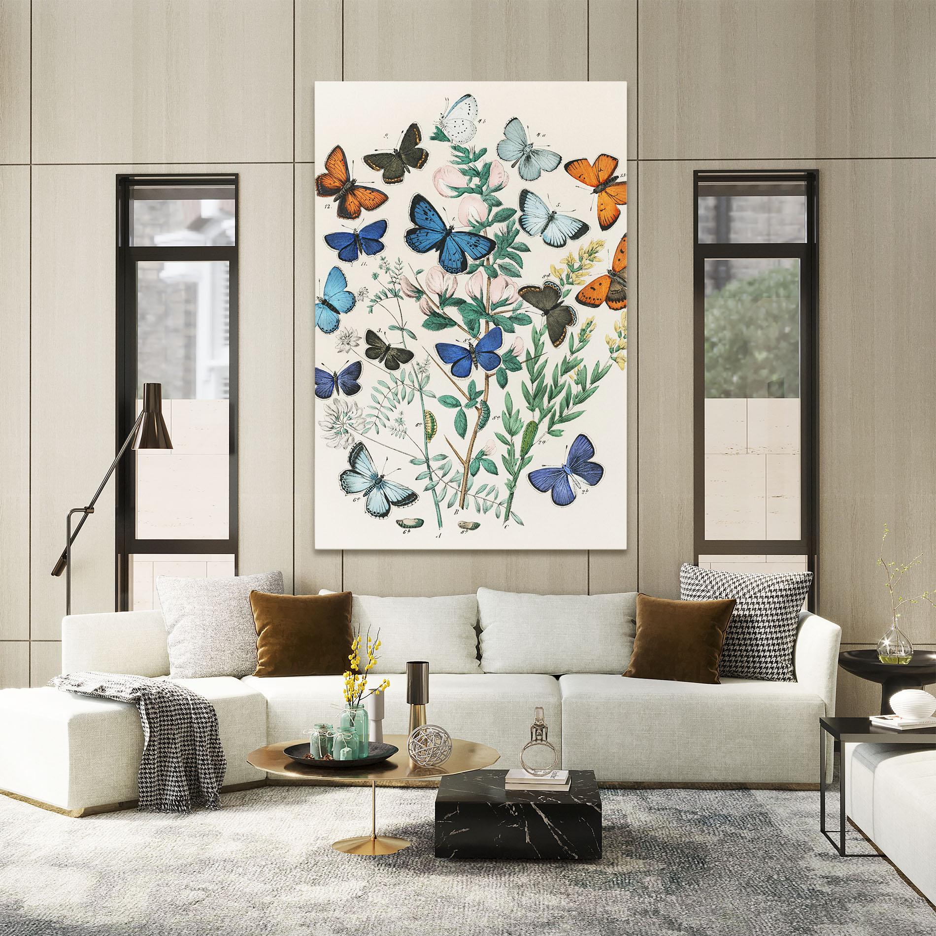 Leinwandbild Blue Orange Butterflies mockup 2