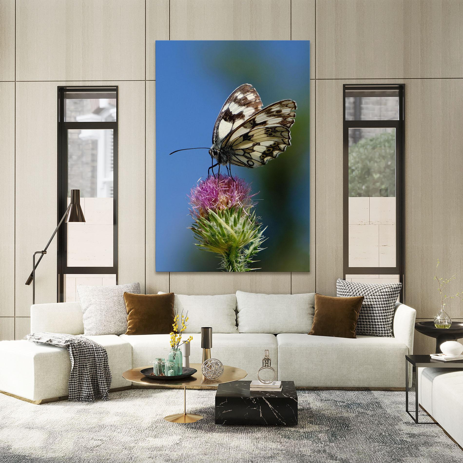 Leinwandbild Grey White Butterfly mockup 2